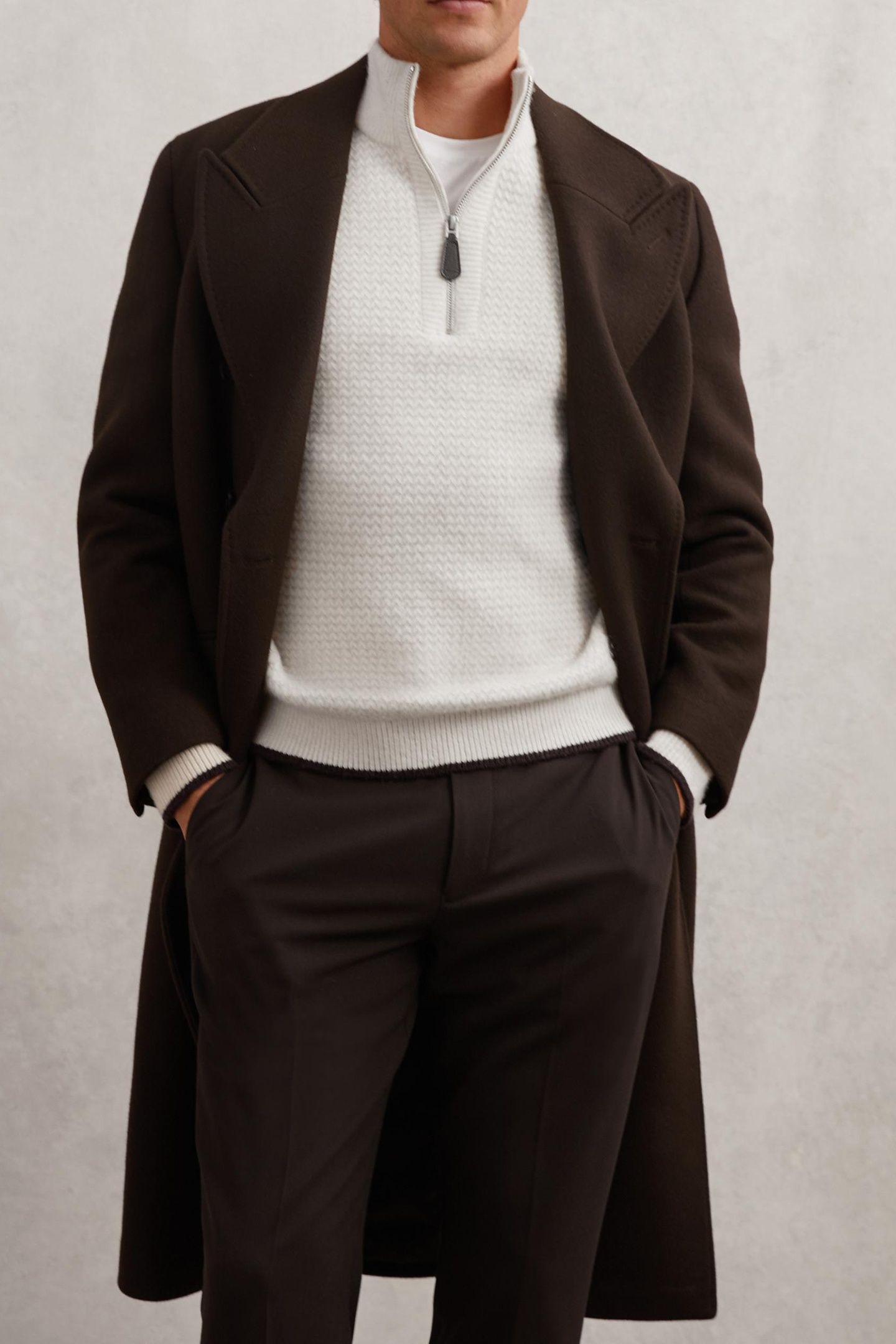 LS HALF ZIP BRUSHED RIBBED JUMPER WINTER WHITE 3
