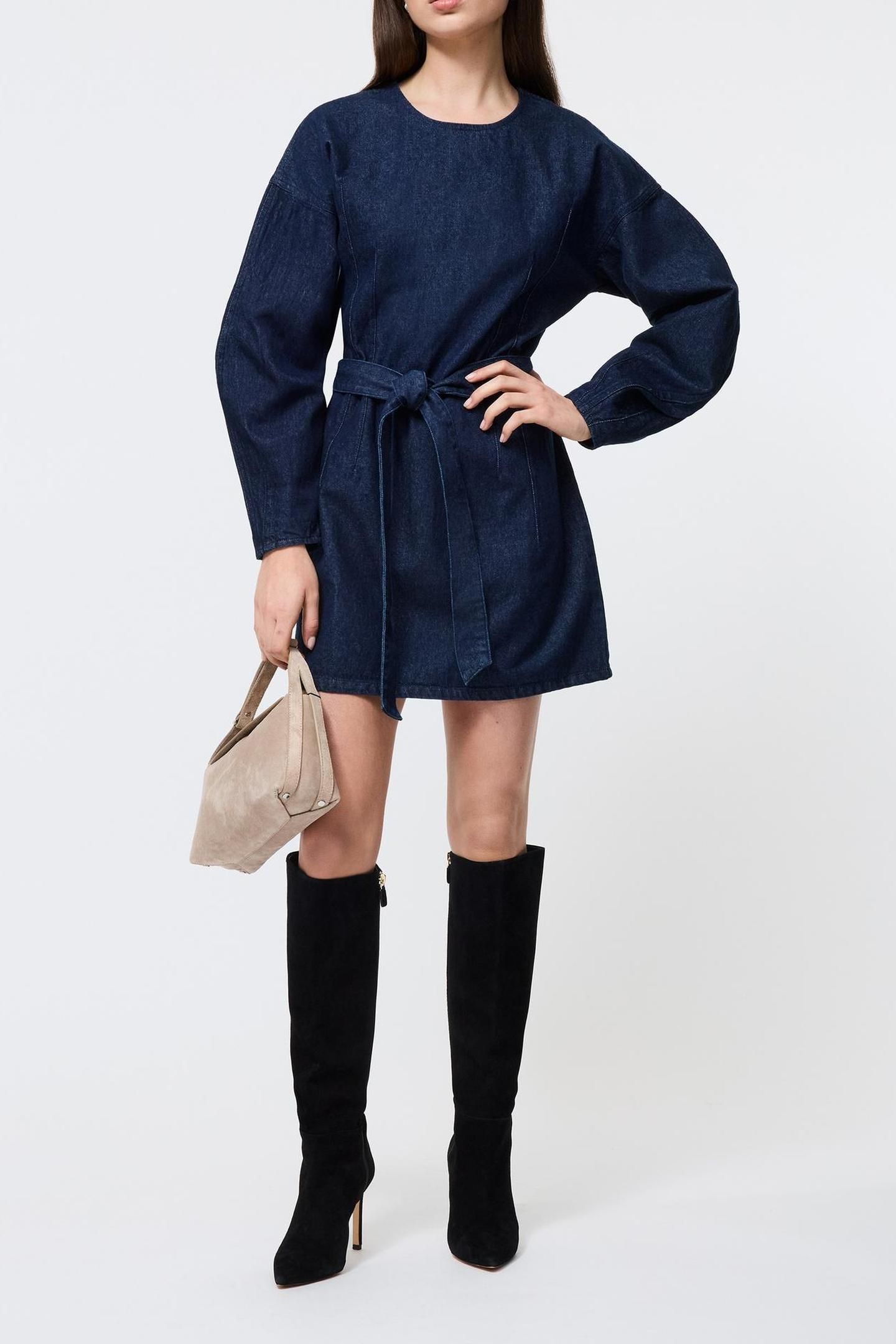LEIGHTON DENIM BANANA SLV DRES DARK INDIGO 2