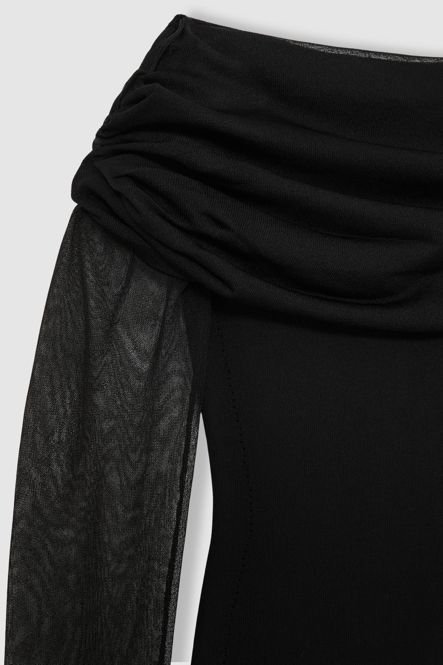 SHEER SLEEVED KNITTED MIDI DRESS BLACK 5