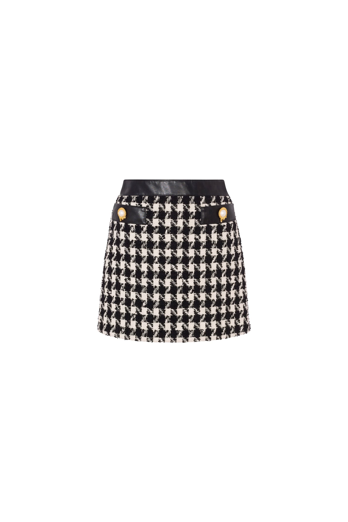 HOUNDSTOOTH BOUCLÉ MINISKIRT WHITE 3