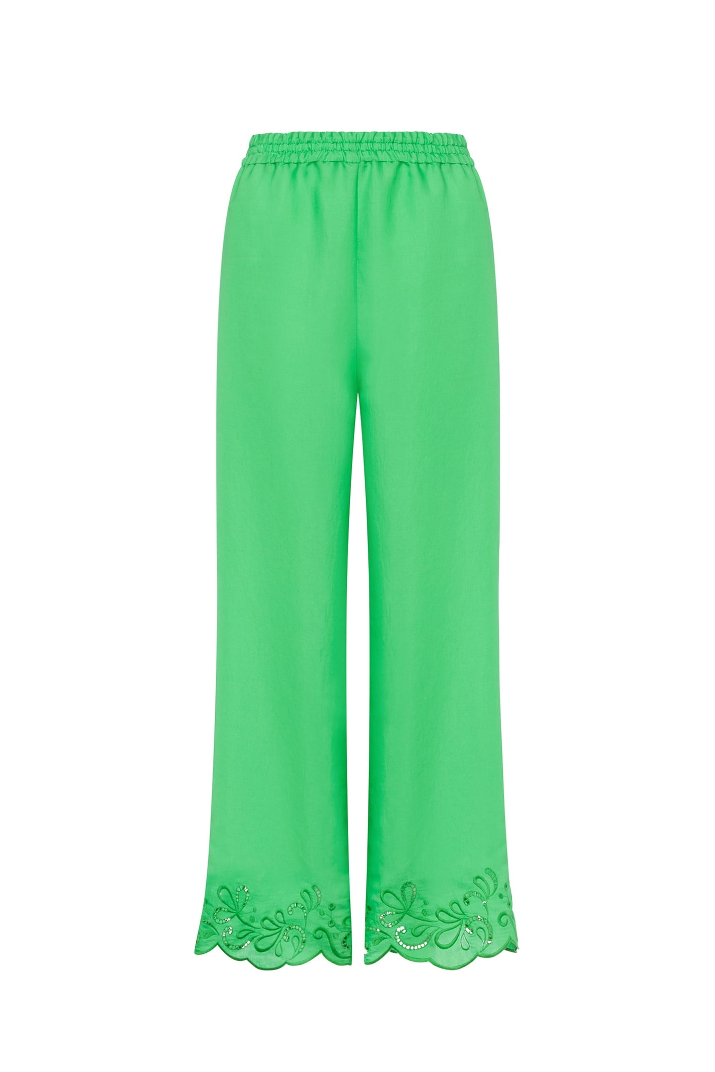 WIDE TROUSERS IN NYLON AND VISCOSE AJOUR GREEN 3