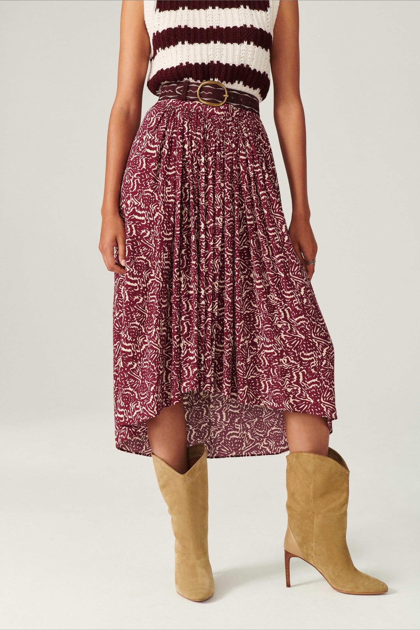 MID-LENGTH SKIRT RAISIN 1