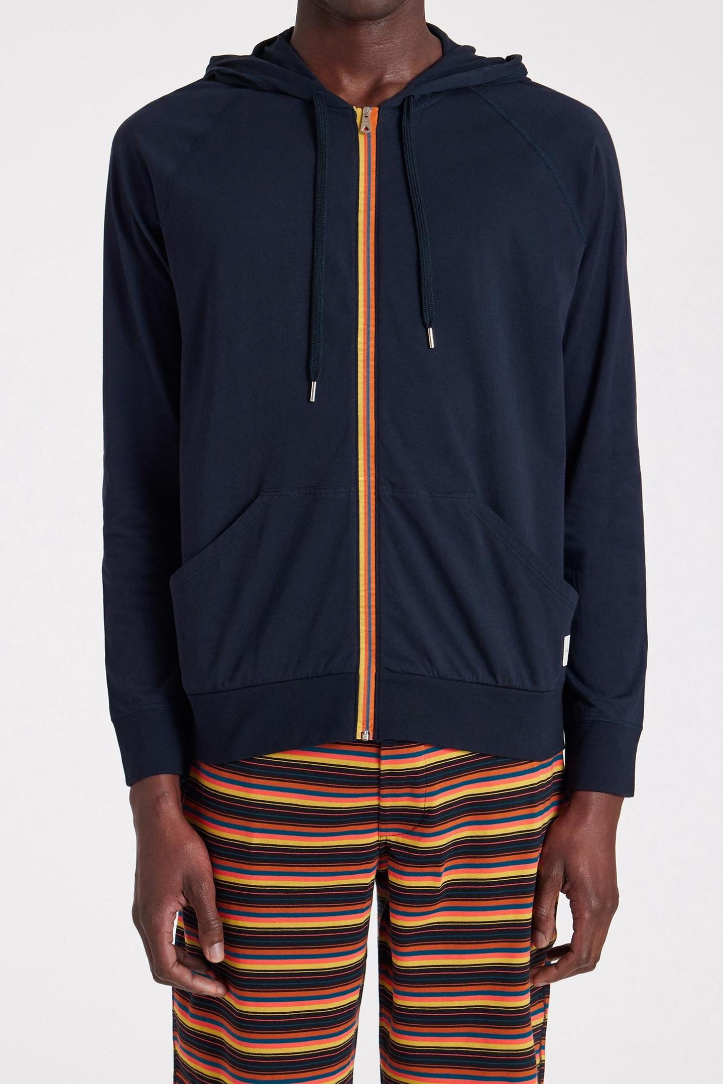 MEN ZIP HOODIE TAPE INKY BLUE 1
