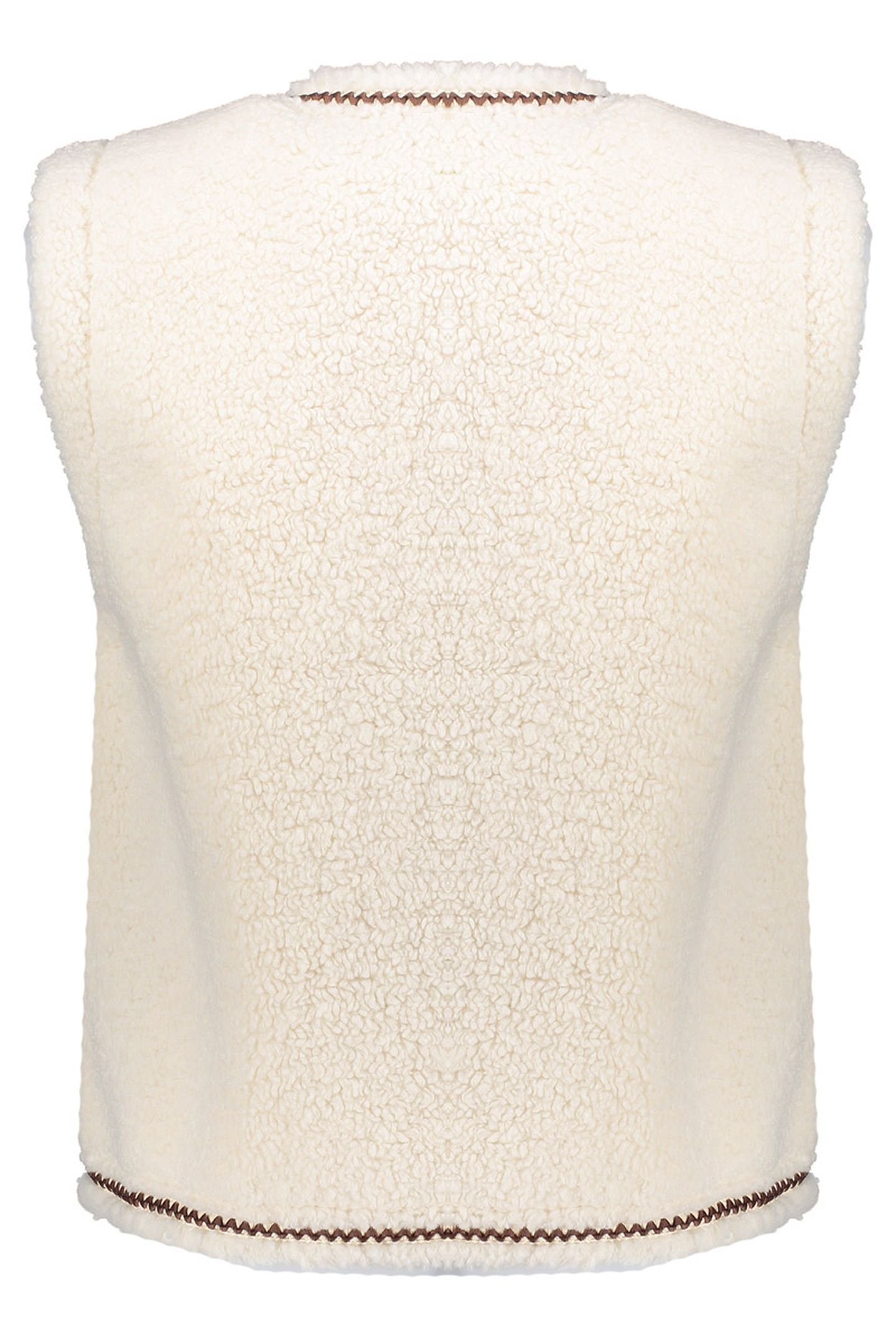 GILET TEDDY EMBROIDERY OFF-WHITE/TAPE DARK BROWN ZIGZAG 2