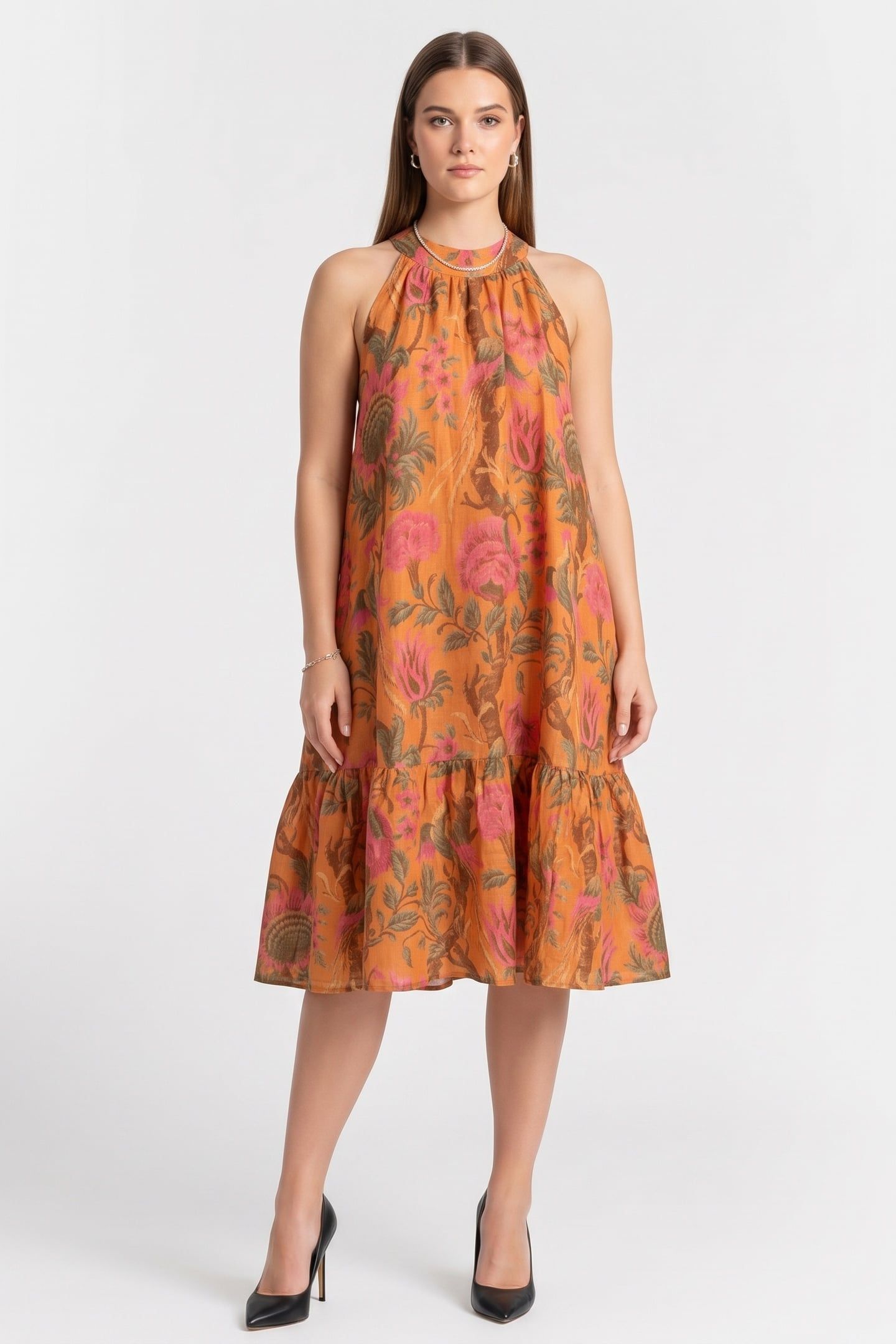 LA TASHA AOP DRESS ORANGE 1