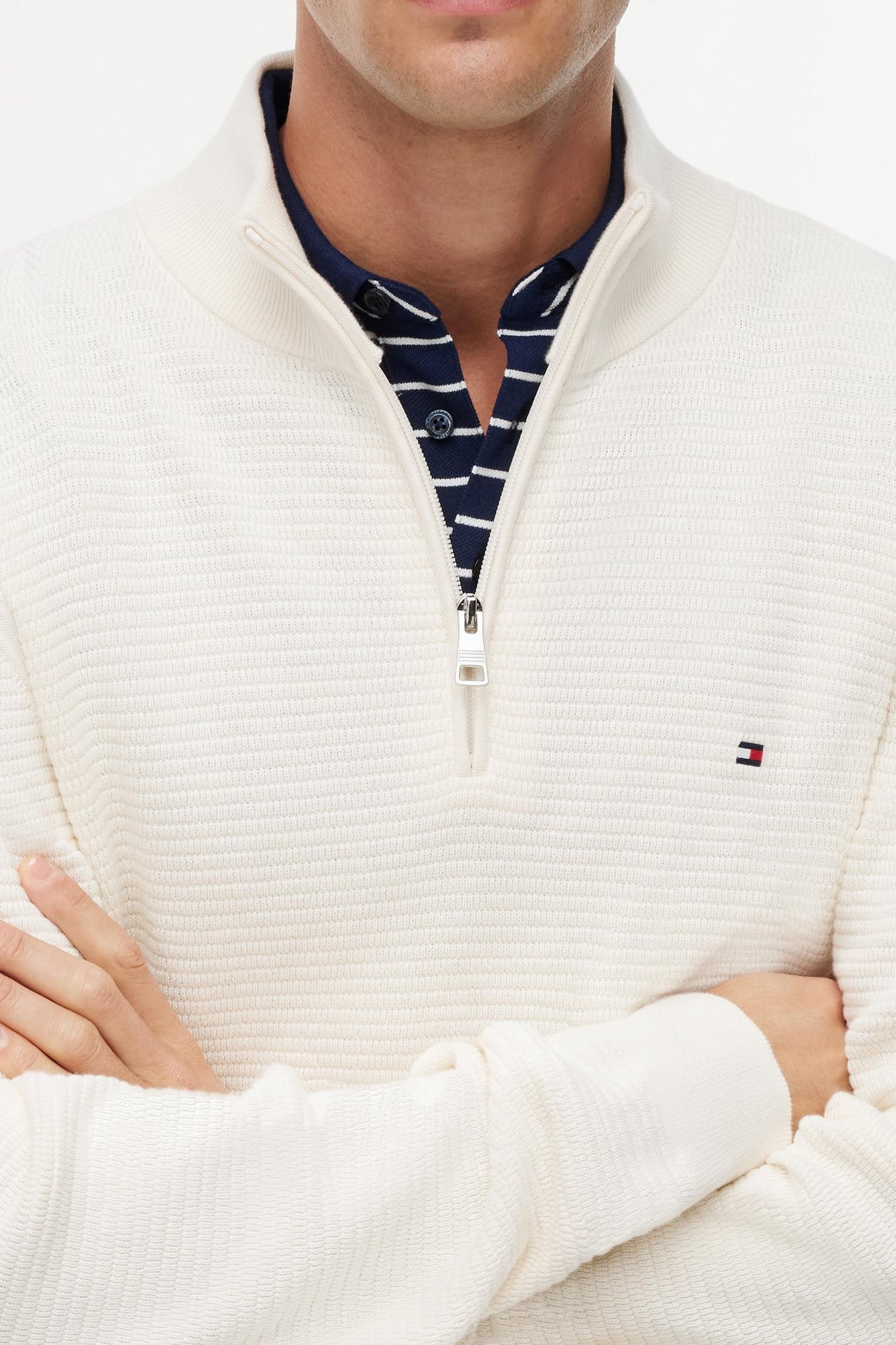 SEASONAL STRUCTURE HALF-ZIP JUMPER IVORY PETAL 5