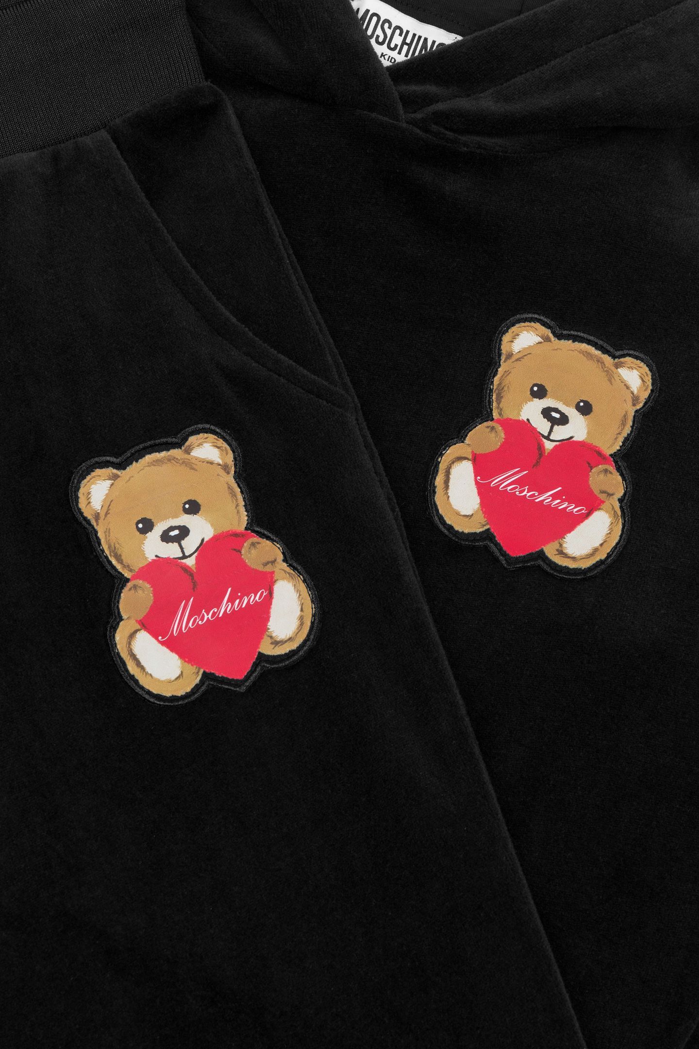GIRL'S HEART TEDDY BEAR FLEECE JUMPSUIT SET BLACK 3