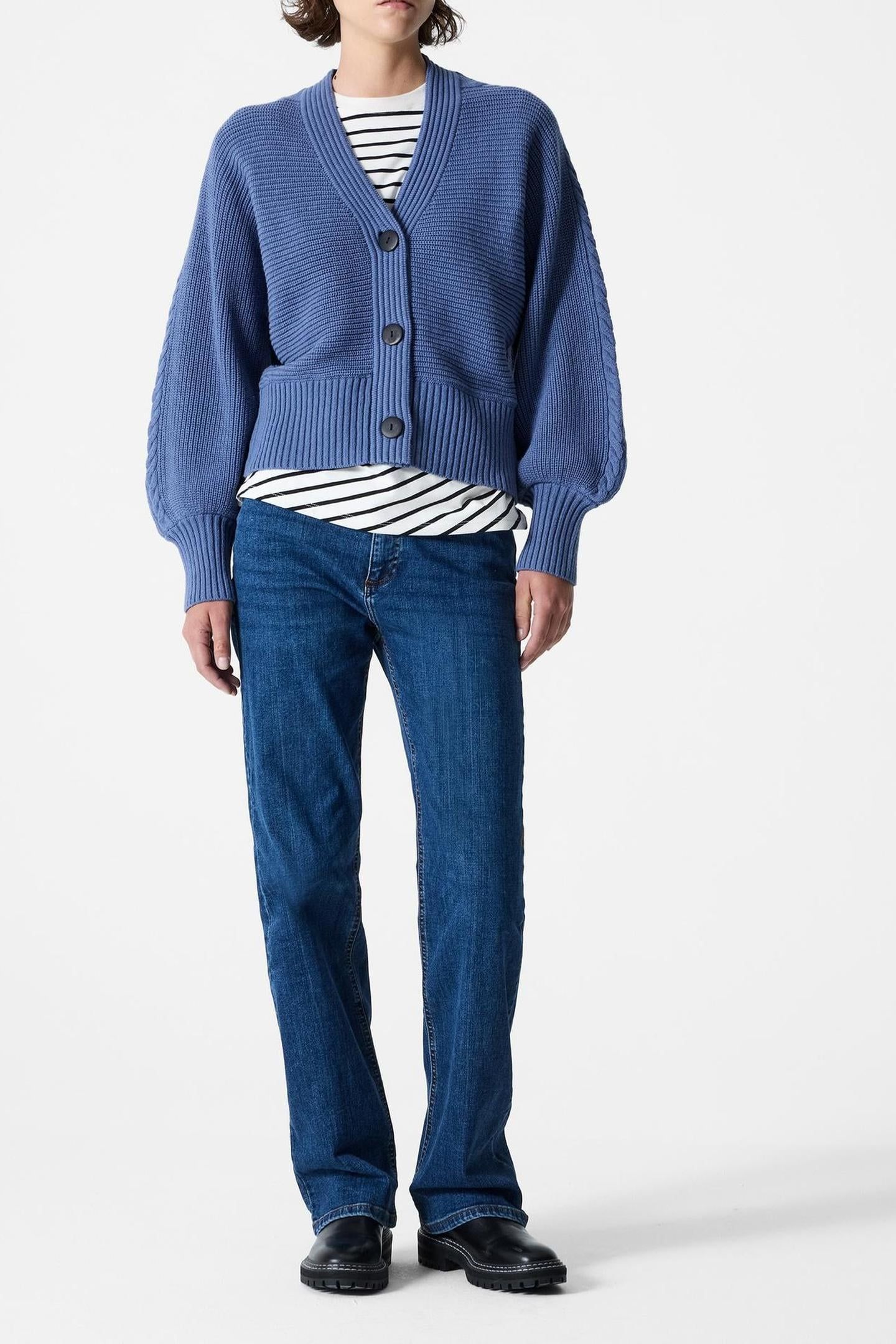 TONIA KNITS V NK CARDIGAN SLATE BLUE 1