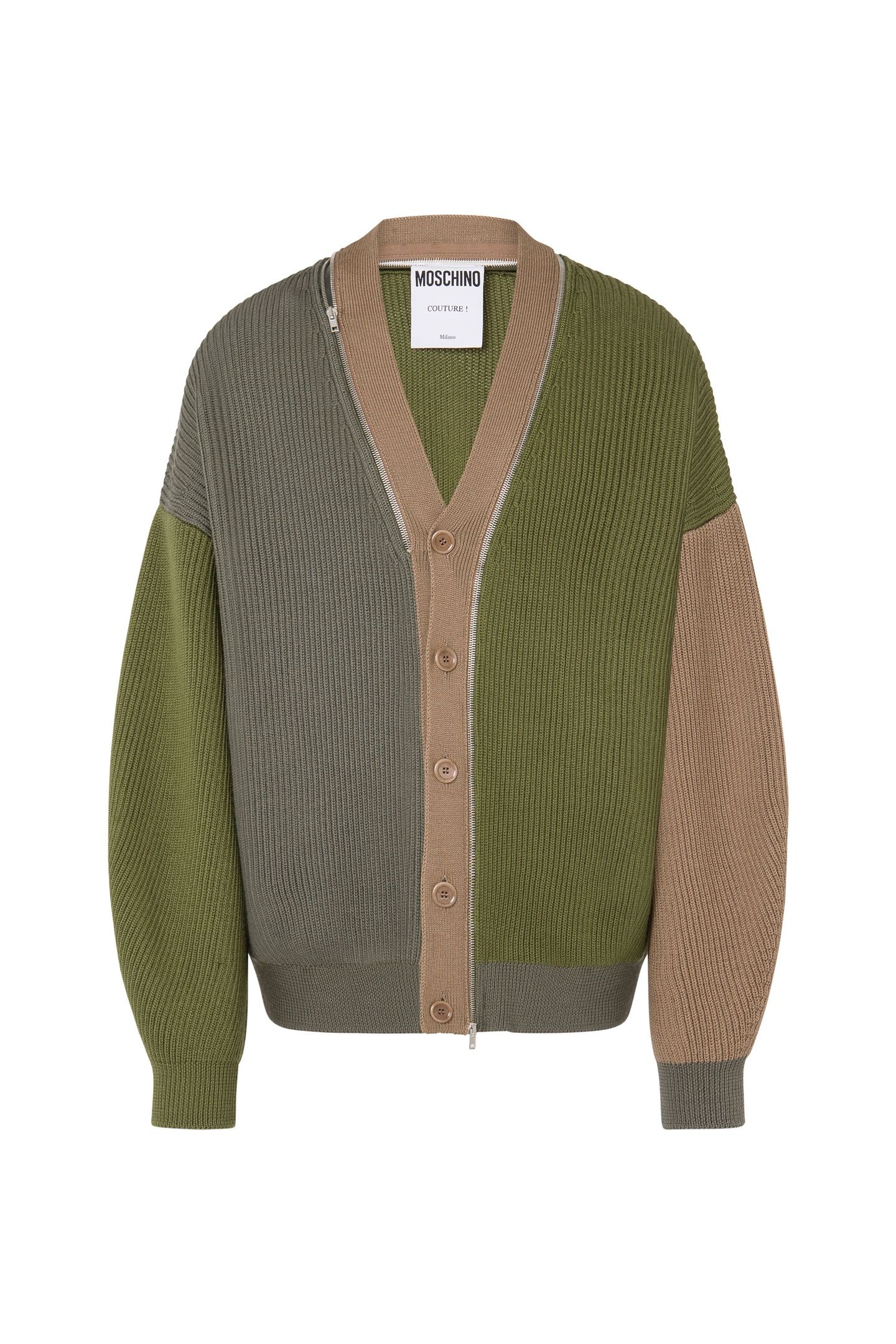 RIBBED WOOL CARDIGAN WITH ZIP GREY 3