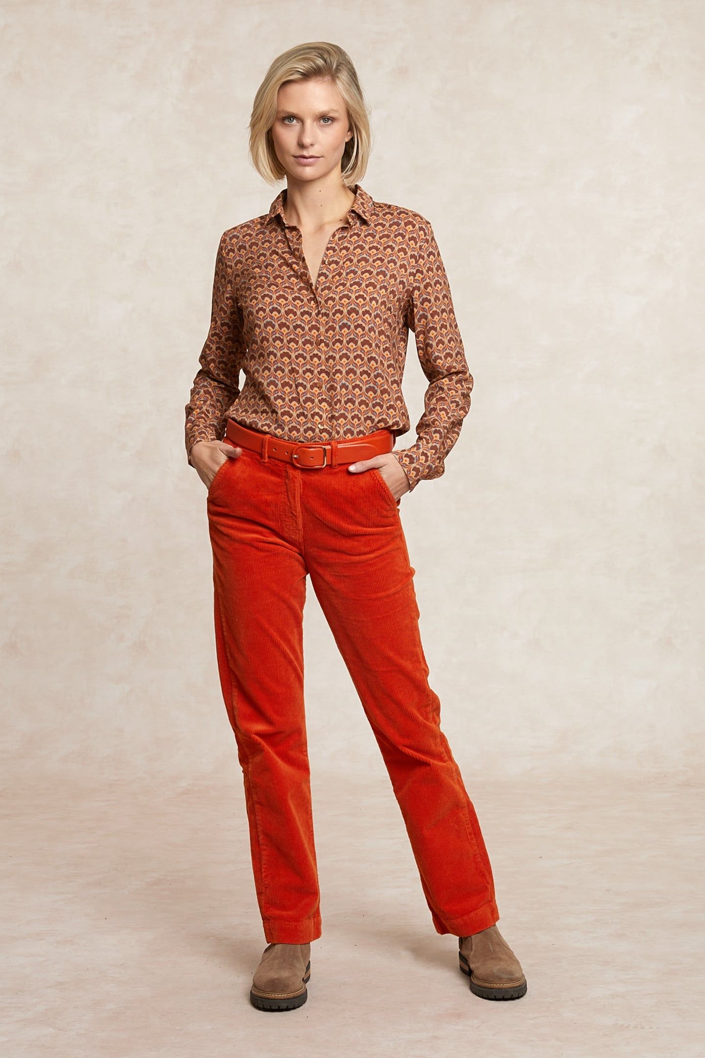 CORDUROY PANTS HIGH WAIST ORANGE 1