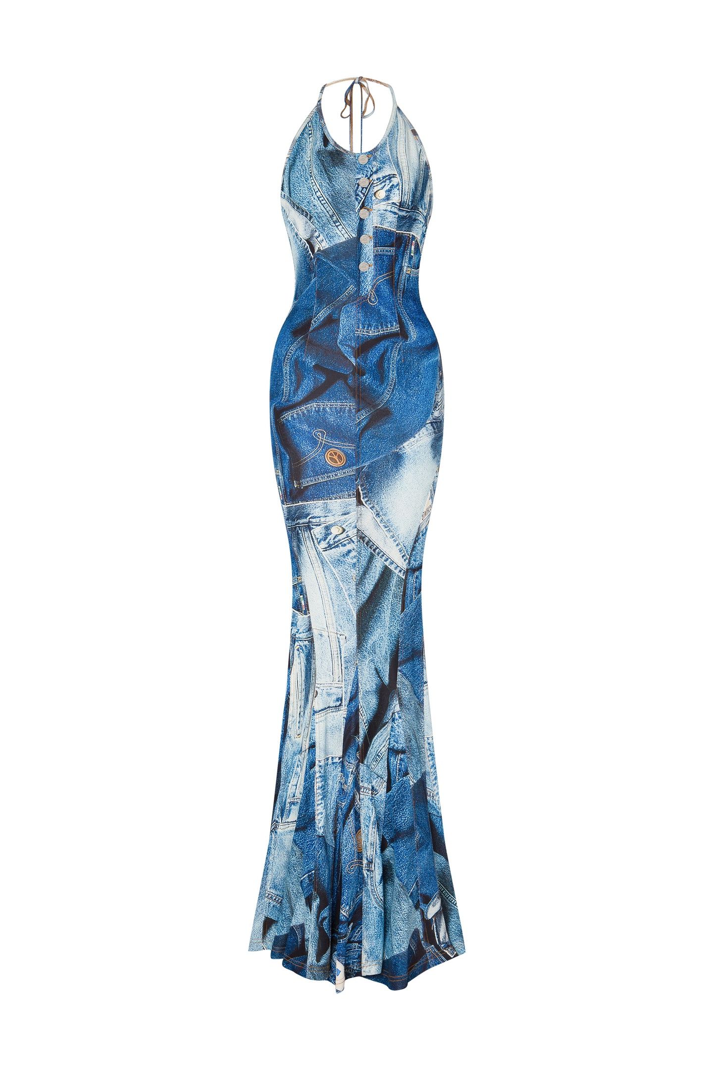 ORGANZINE DRESS DENIM PRINT BLUE 3