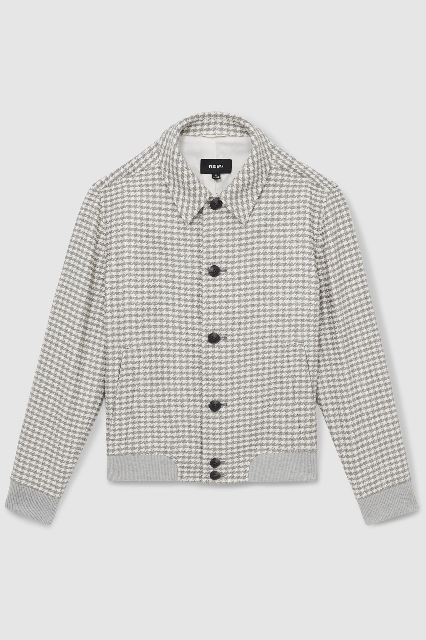 LS DOGTOOTH CHECK BLOUSON JACKET SOFT GREY/WHITE 4