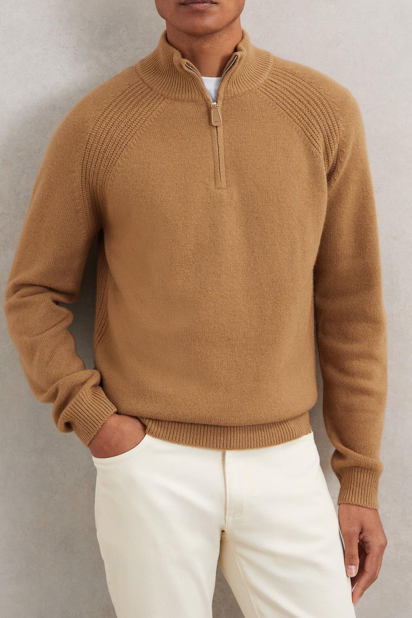 LS HALF ZIP JUMPER CAMEL 1