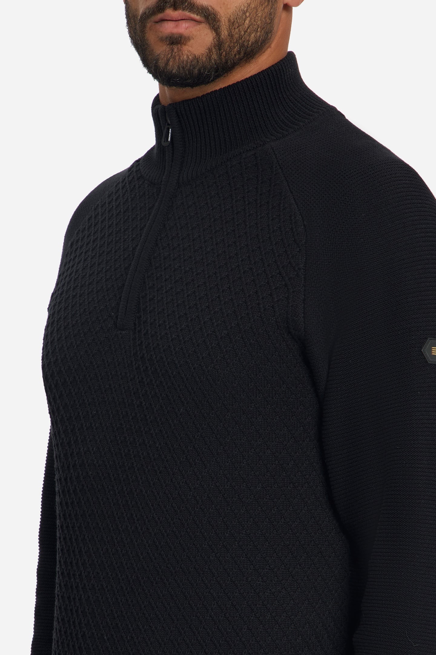 PULLOVER HALF ZIP CABLE KNIT BLACK 7