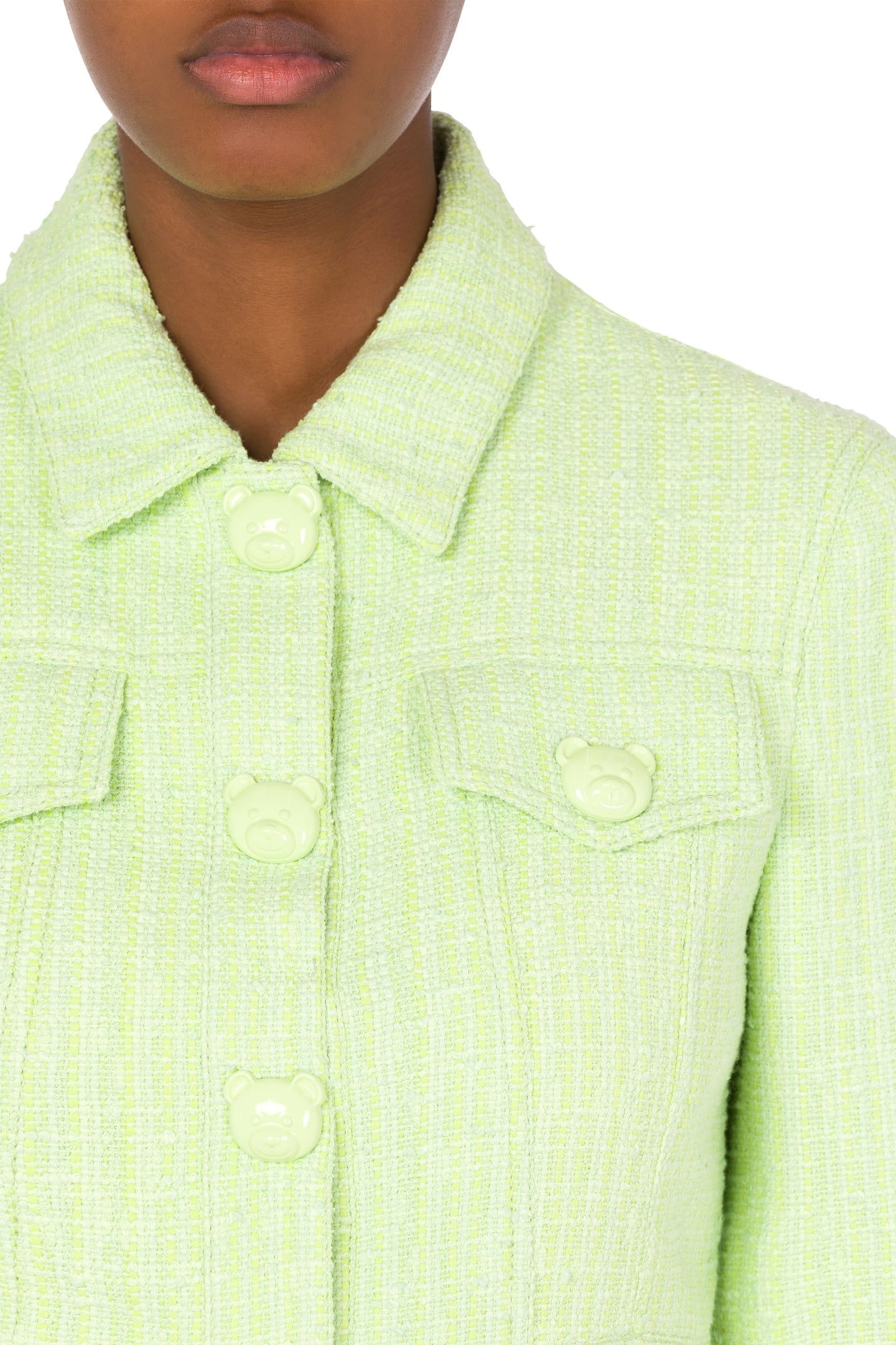 TEDDY BUTTONS TWEED CROPPED JACKET GREEN 4