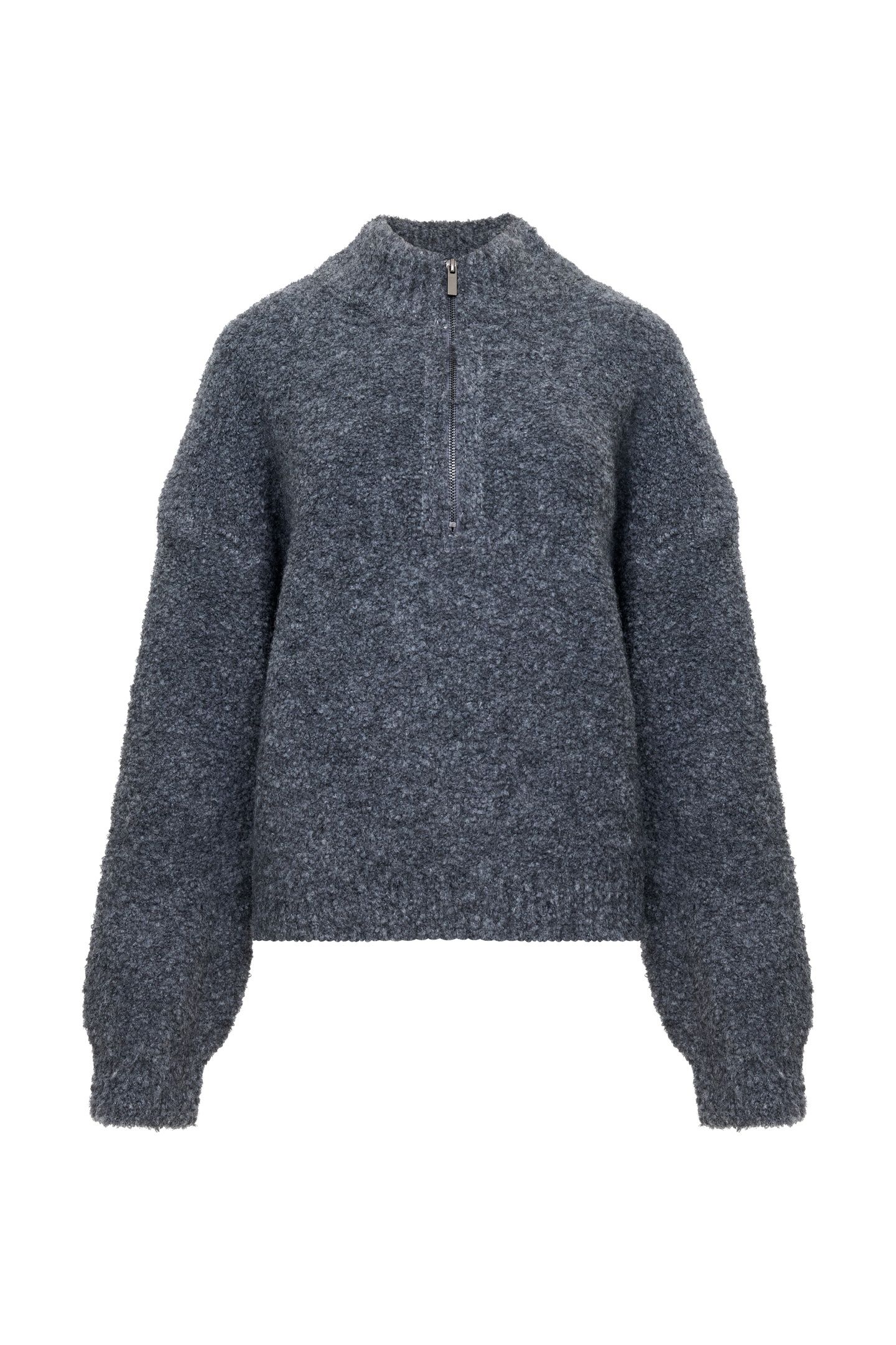 RENEE BOUCLE HALF ZIP JUMPER CHARCOAL GREY 3