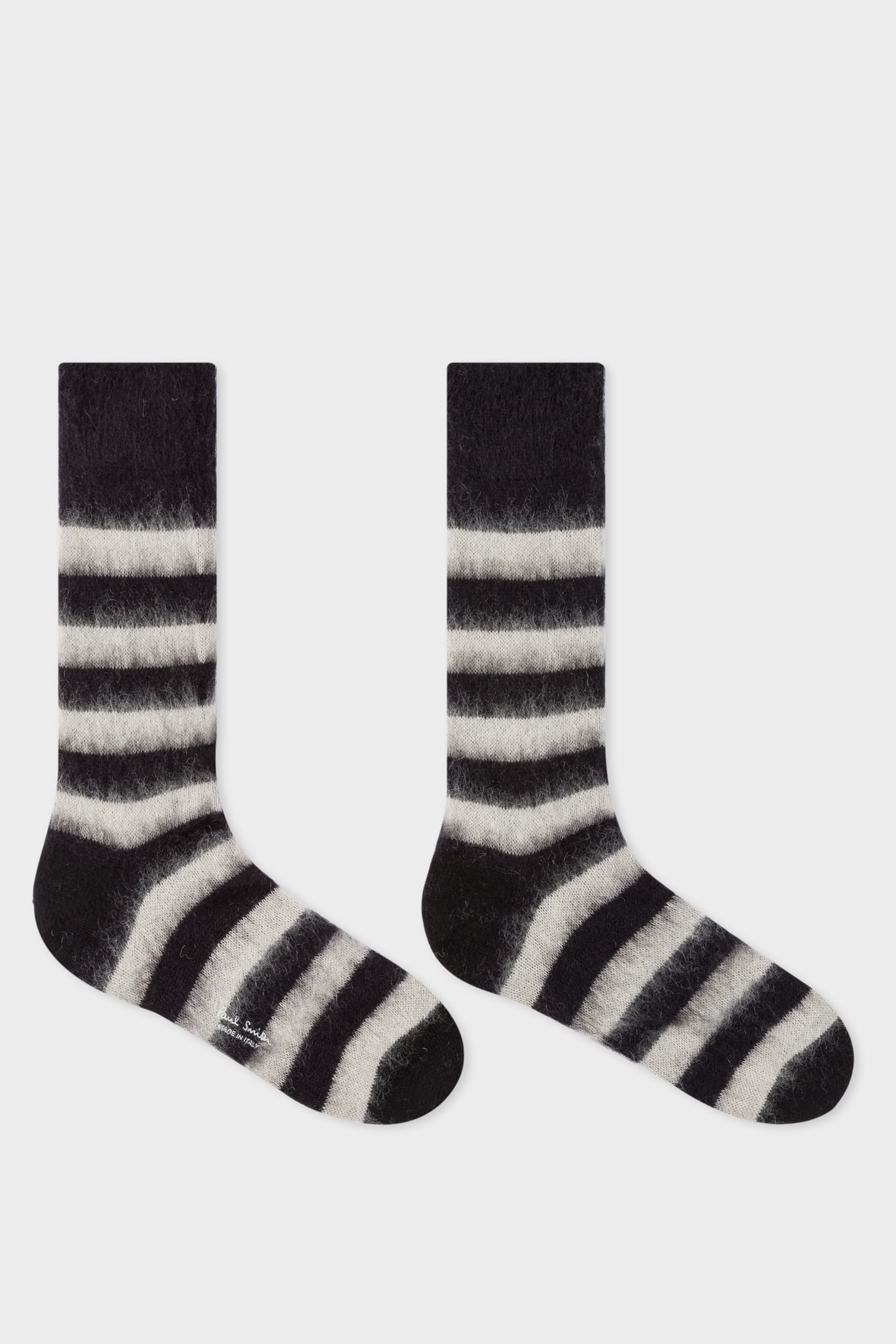 MEN SOCK MOHAIR STRIPE BLACK 1