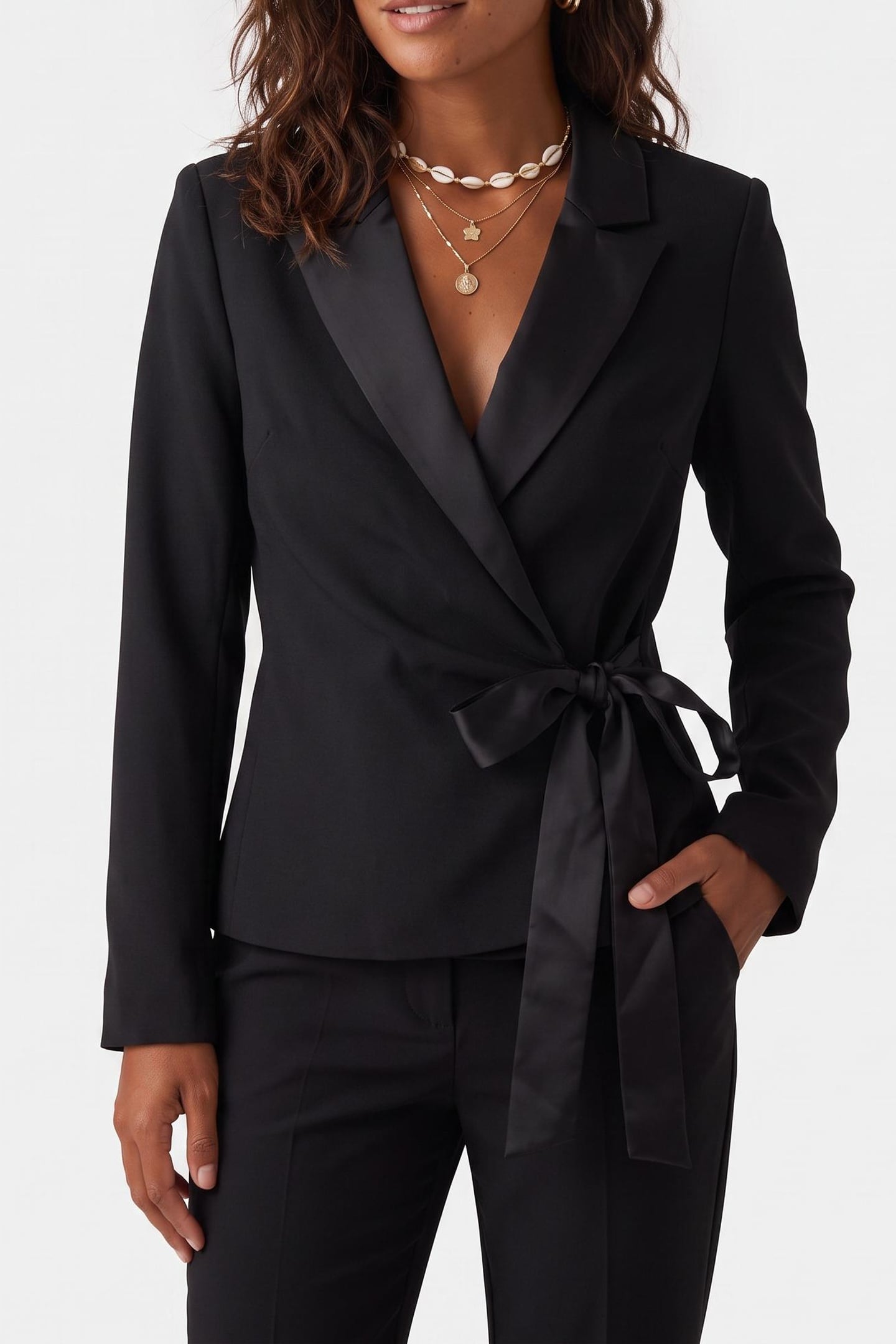 VITTORIA WRAP BLAZER JET BLACK A996 1