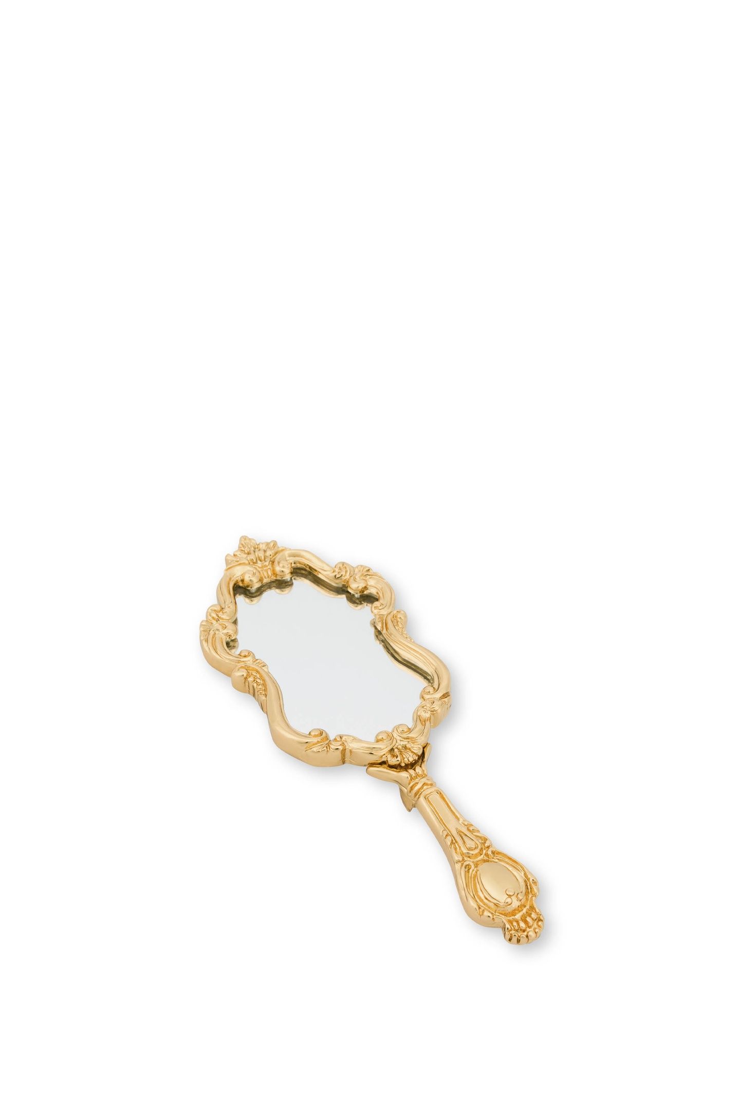 BAROQUE HAND MIRROR BROOCH GOLD 2