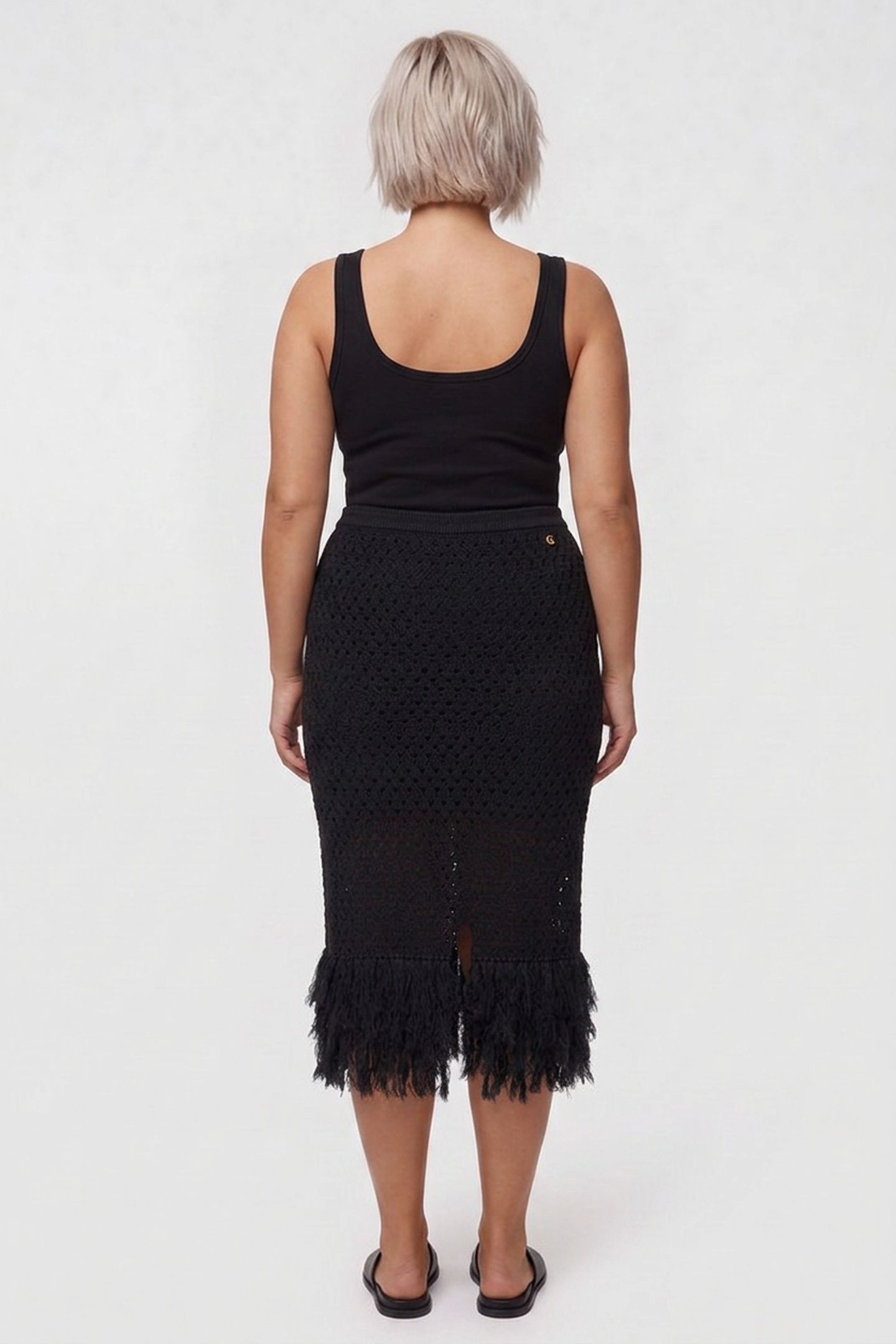 LUCA FRINGED HEM MID JET BLACK A996 2