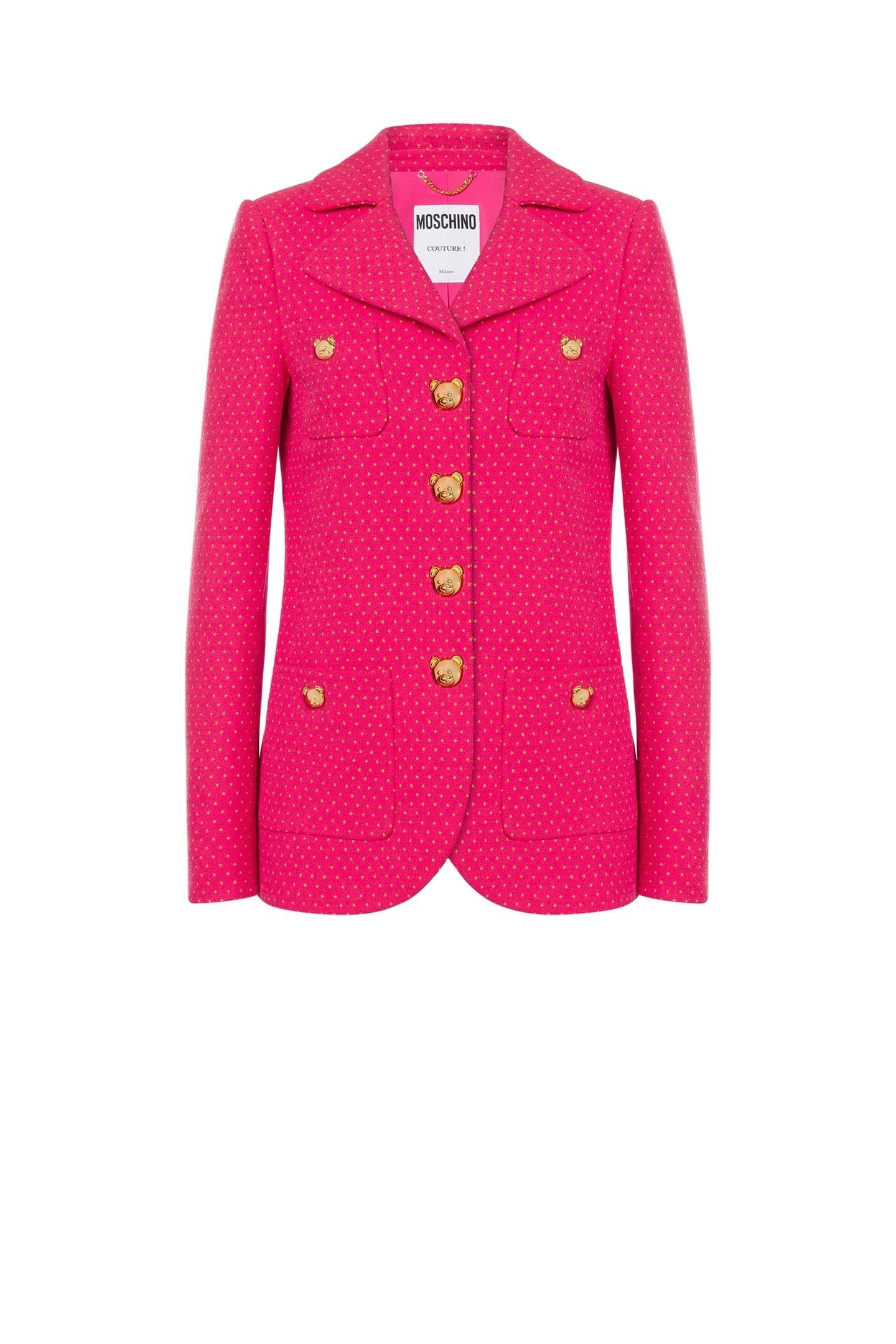 POLKA DOTS JACQUARD JACKET TEDDY BUTTONS PINK 3