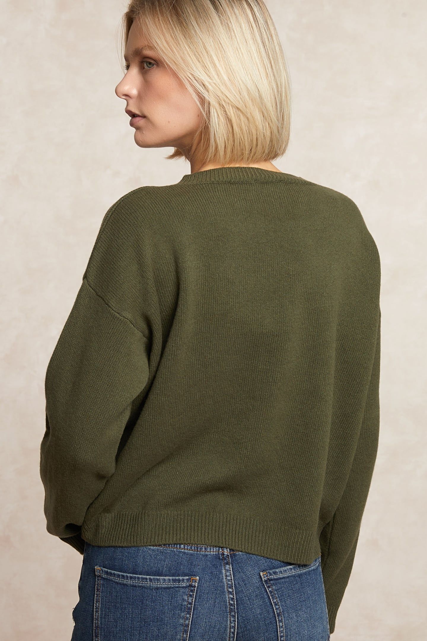 LAMBSWOOLEN CREW NECK SWEATER MOSS GREEN 2
