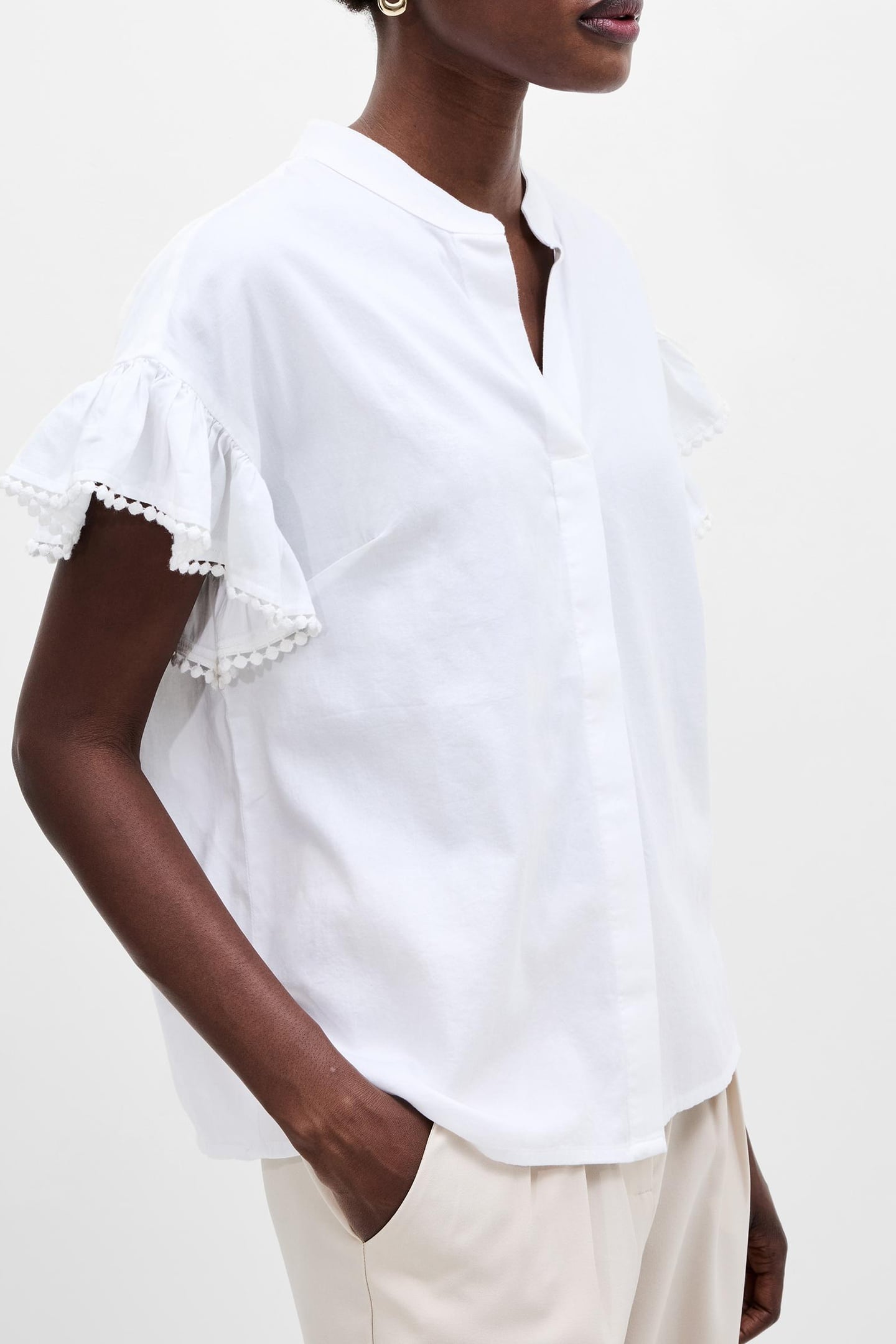 SINDEY COTTON HALF PLACKET SHI LINEN WHITE LINEN WHITE 2