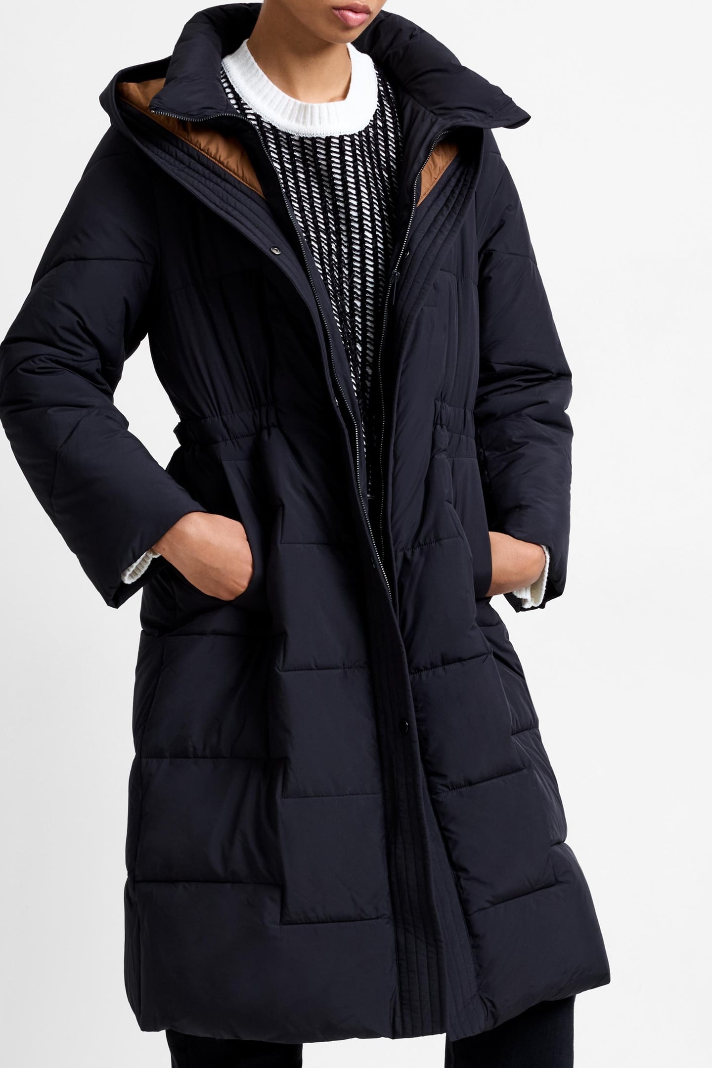 MINNIE BELTED LS COAT BLACK PEACAN NEUTRAL 1
