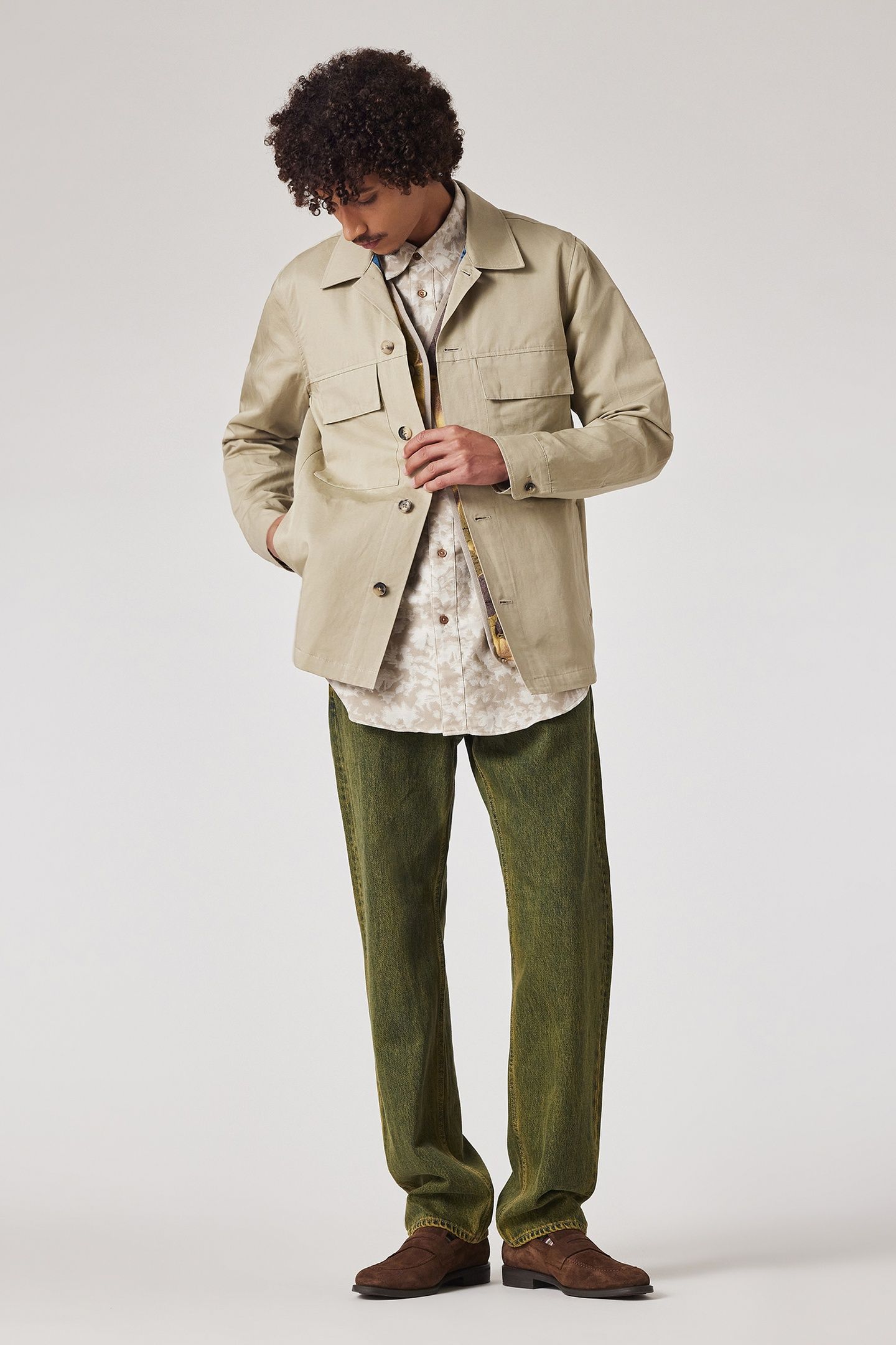 MENS S/C CASUAL FIT SHIRT LIGHT BEIGE 2