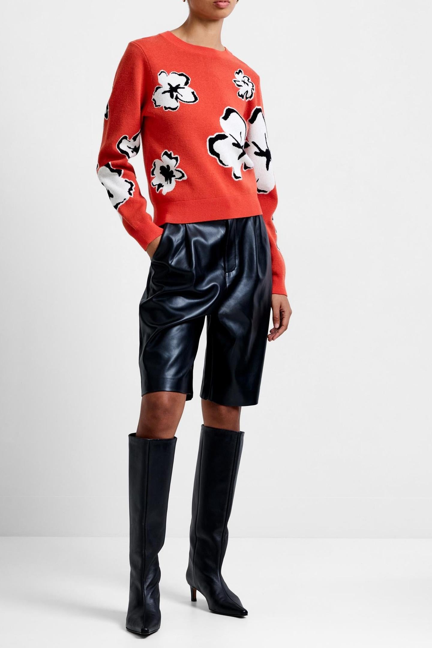PAISLEE FLORAL JACQUARD JUMPER FLAME ORANGE 1