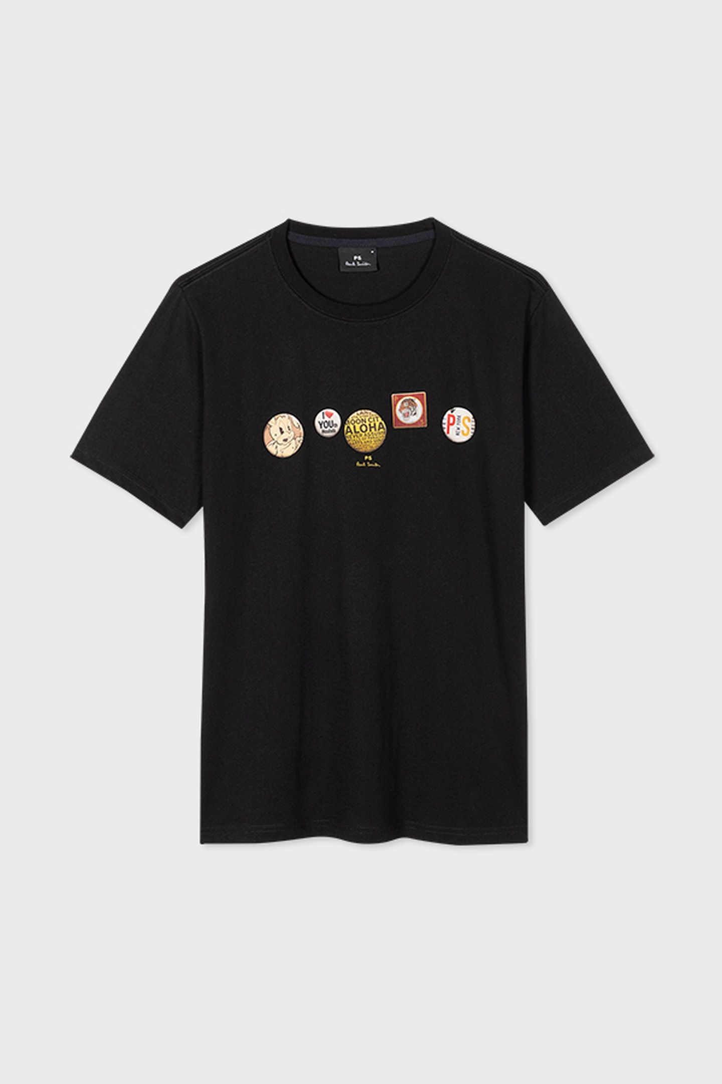 MENS REG FIT T SHIRT BADGES BLACK 5