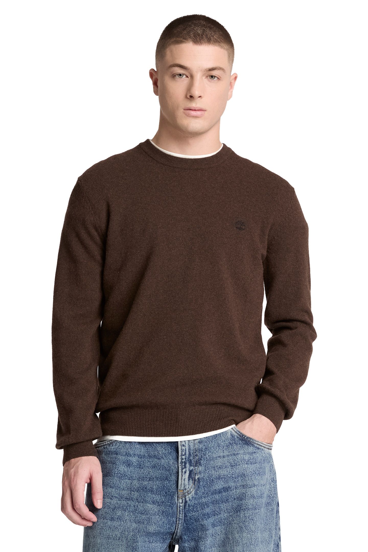JAFFREY WOOL CREWNECK SWEATER MOLE HEATHER 1