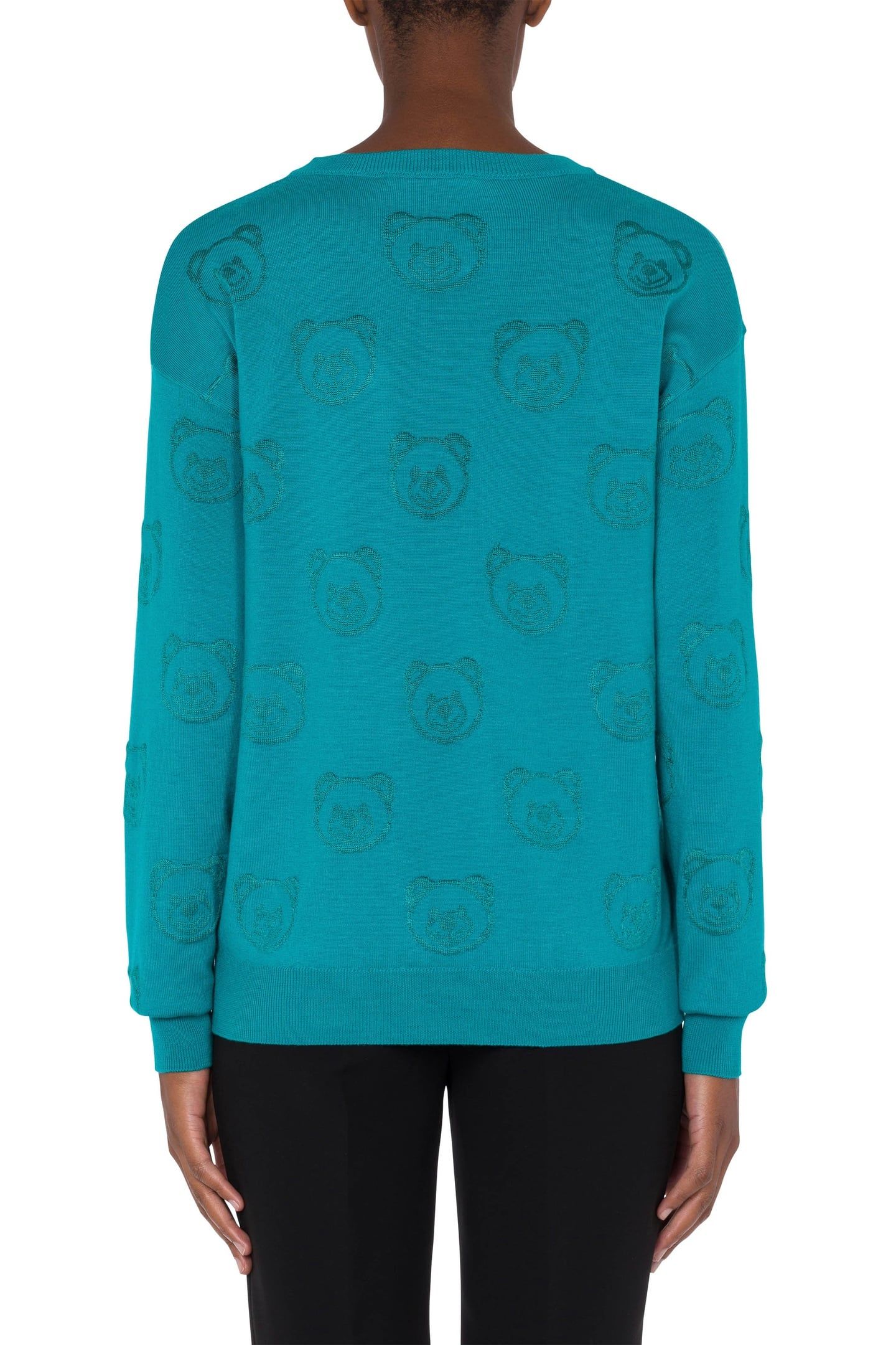 ALLOVER TEDDY BEAR WOOL PULLOVER LIGHT BLUE 2