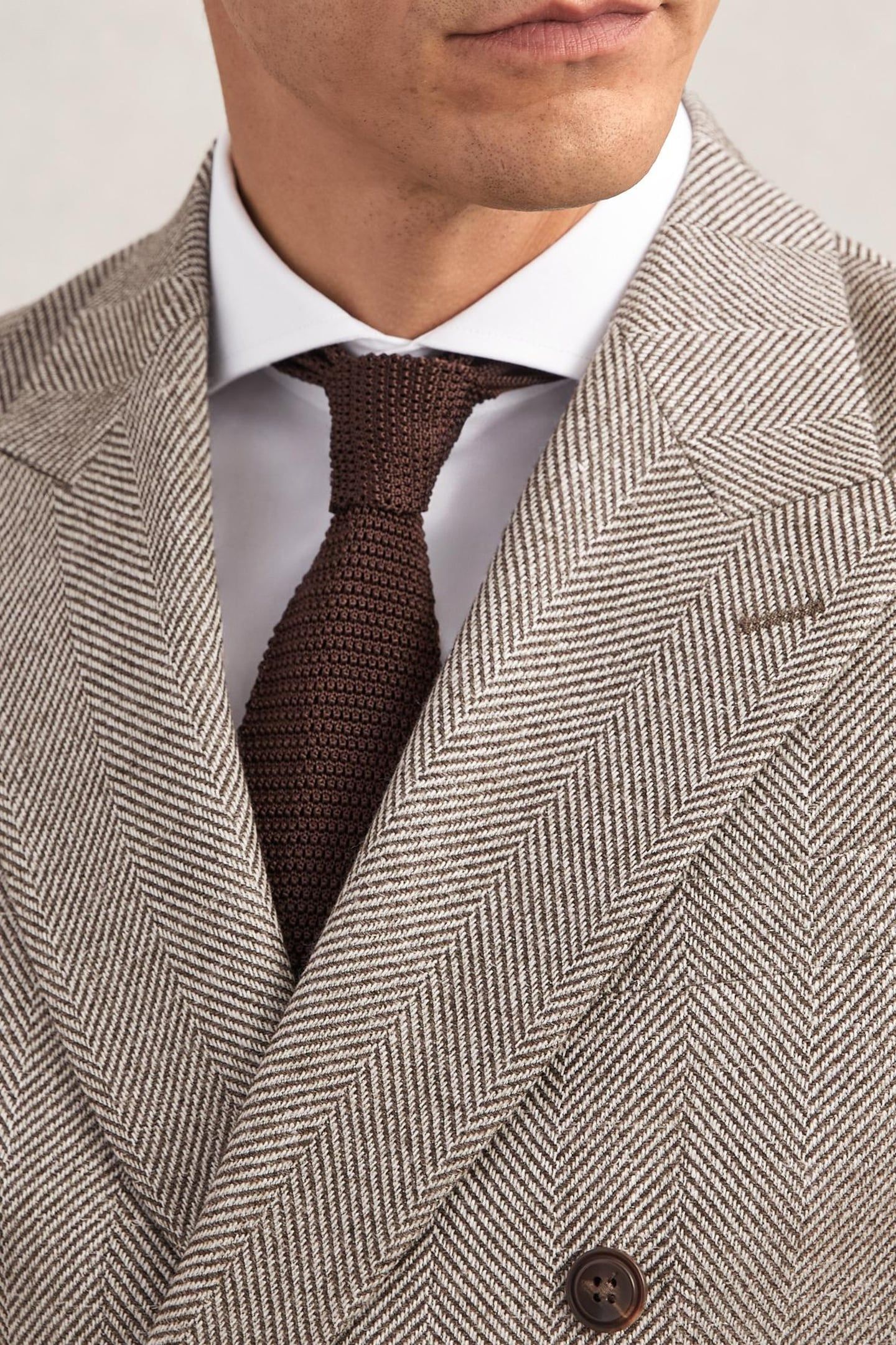 DB PEAK HERRINGBONE TEXTURED BLAZER BROWN 7