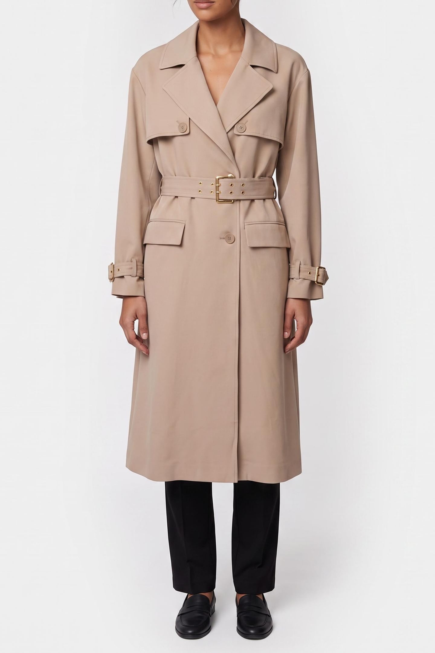 NINA LONG TRENCH COA VELVET TAUPE 1