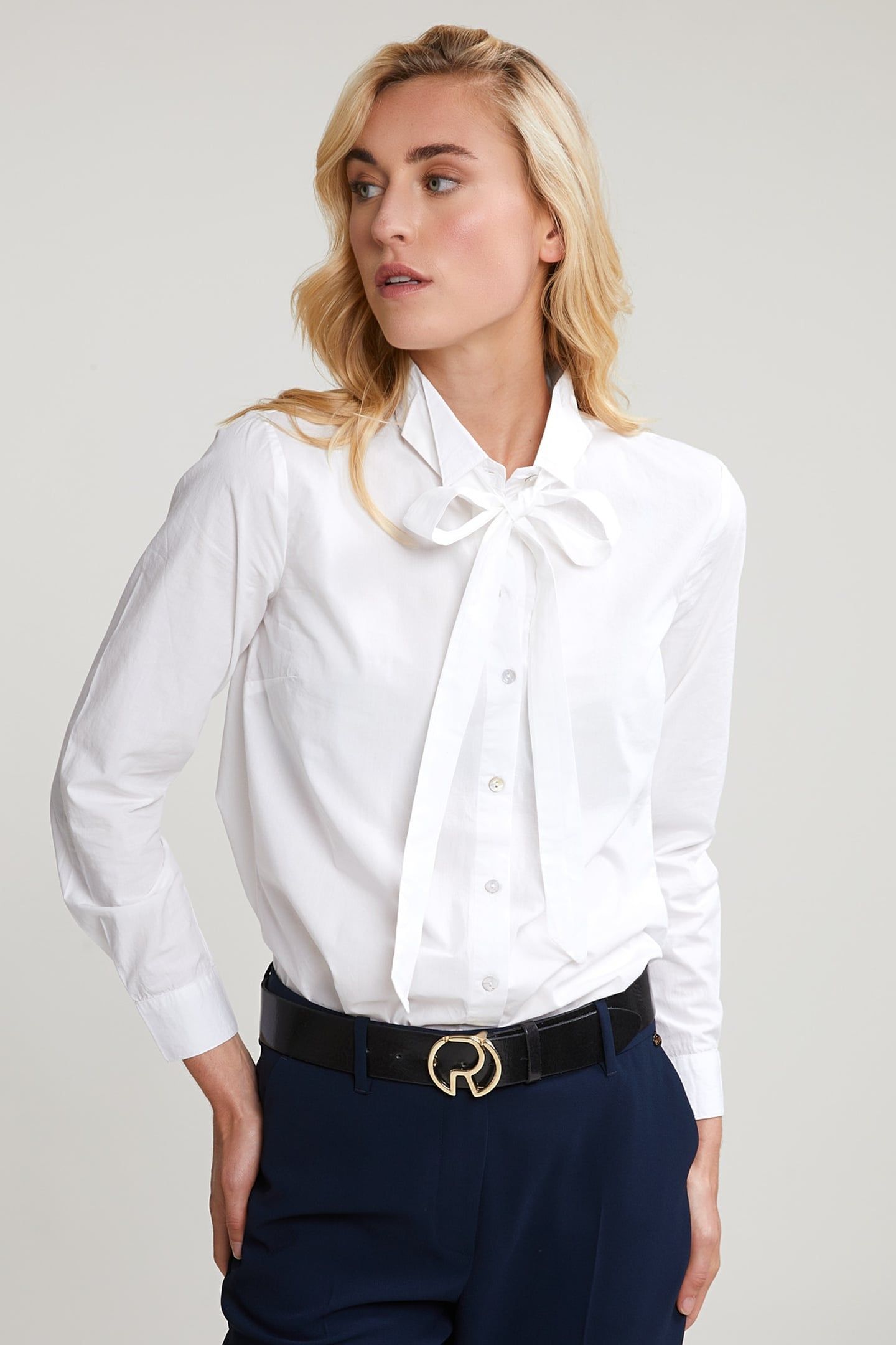 FANCY COLLAR W BOW LS SHIRT WHITE 3