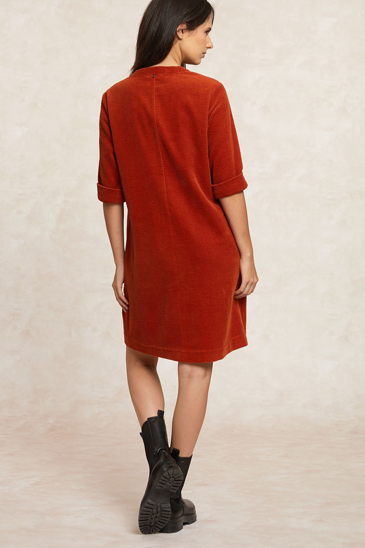 CORDUROY DRESS 3/4 SLEEVES ORANGE 2