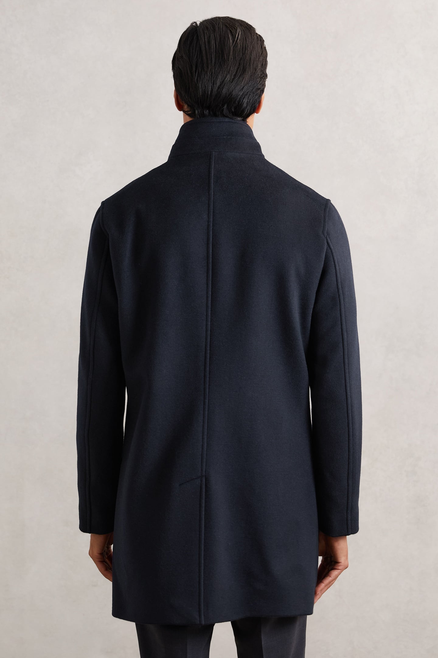 WOOL GILET INSERT FUNNEL NECK COAT NAVY 2