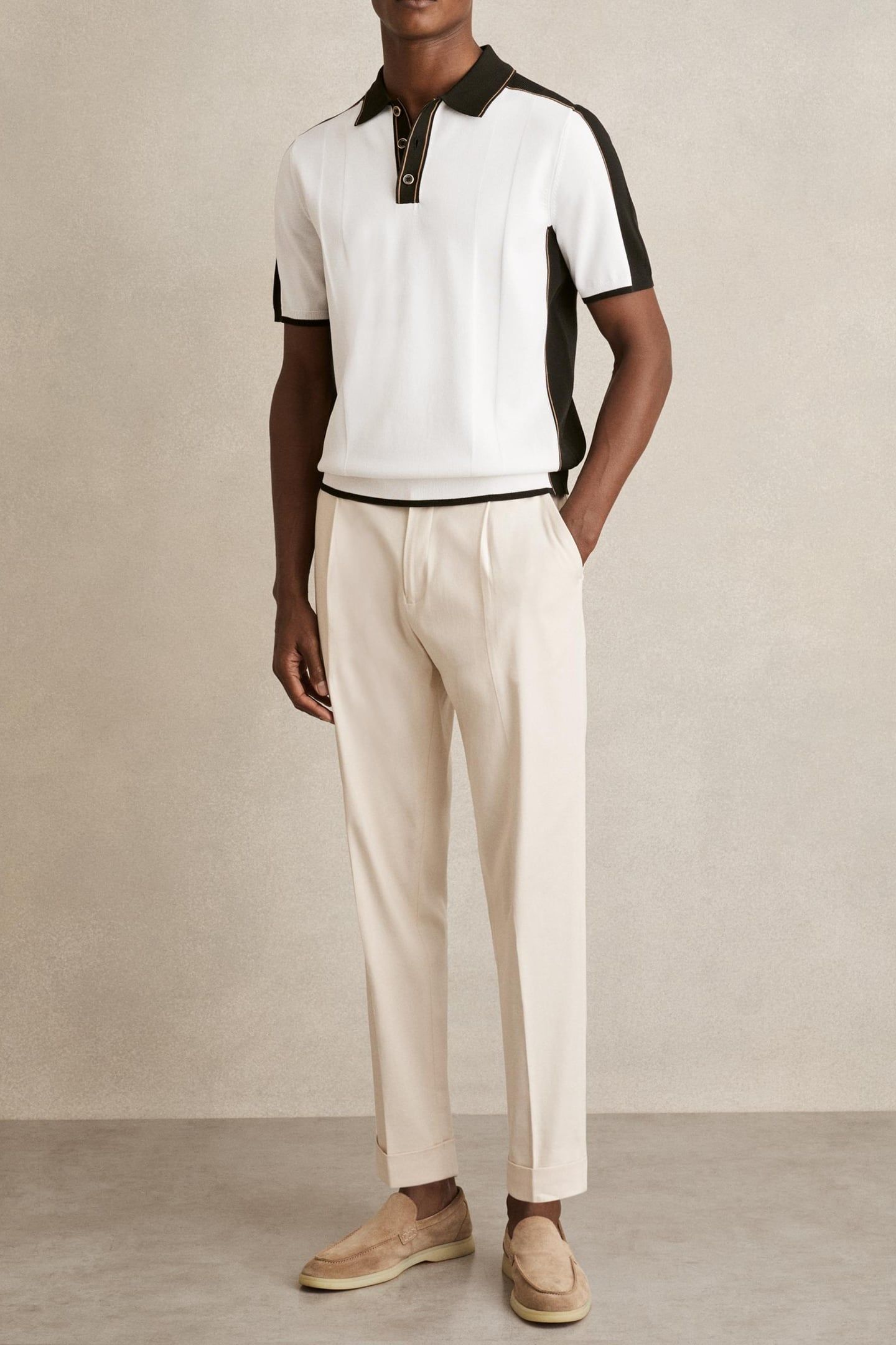 SS PRESS STUD TIPPED POLO OPTIC WHITE/GREEN 1