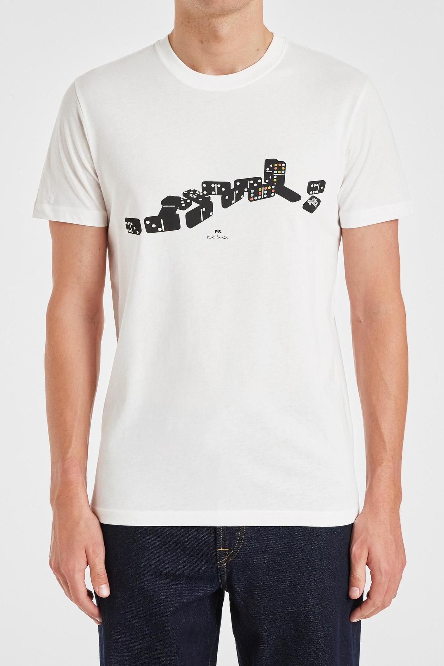 MENS SLIM FIT T SHIRT DOMINIOES WHITE 1