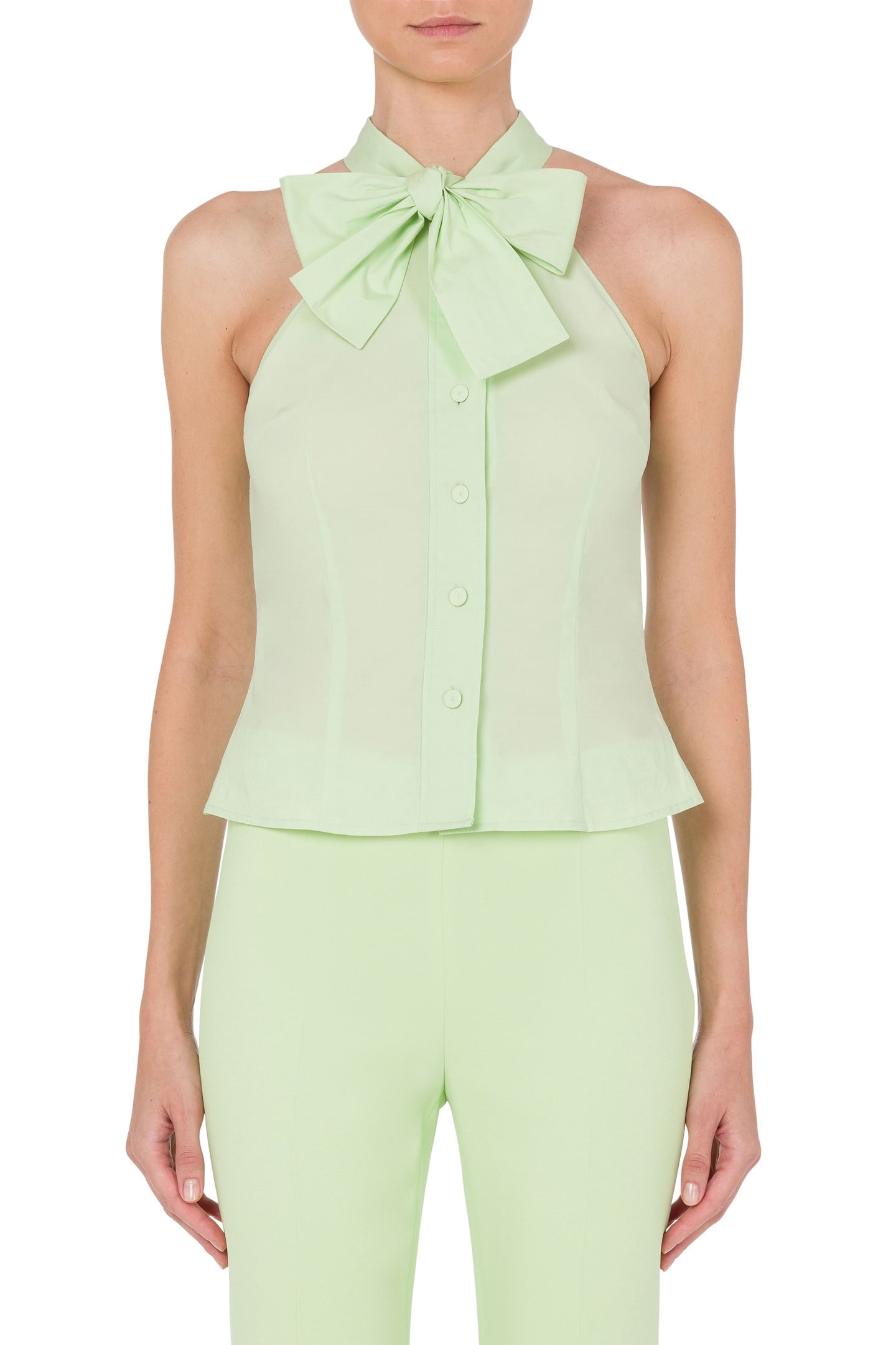 60'S STRETCH COTTON POPLIN TOP GREEN 1
