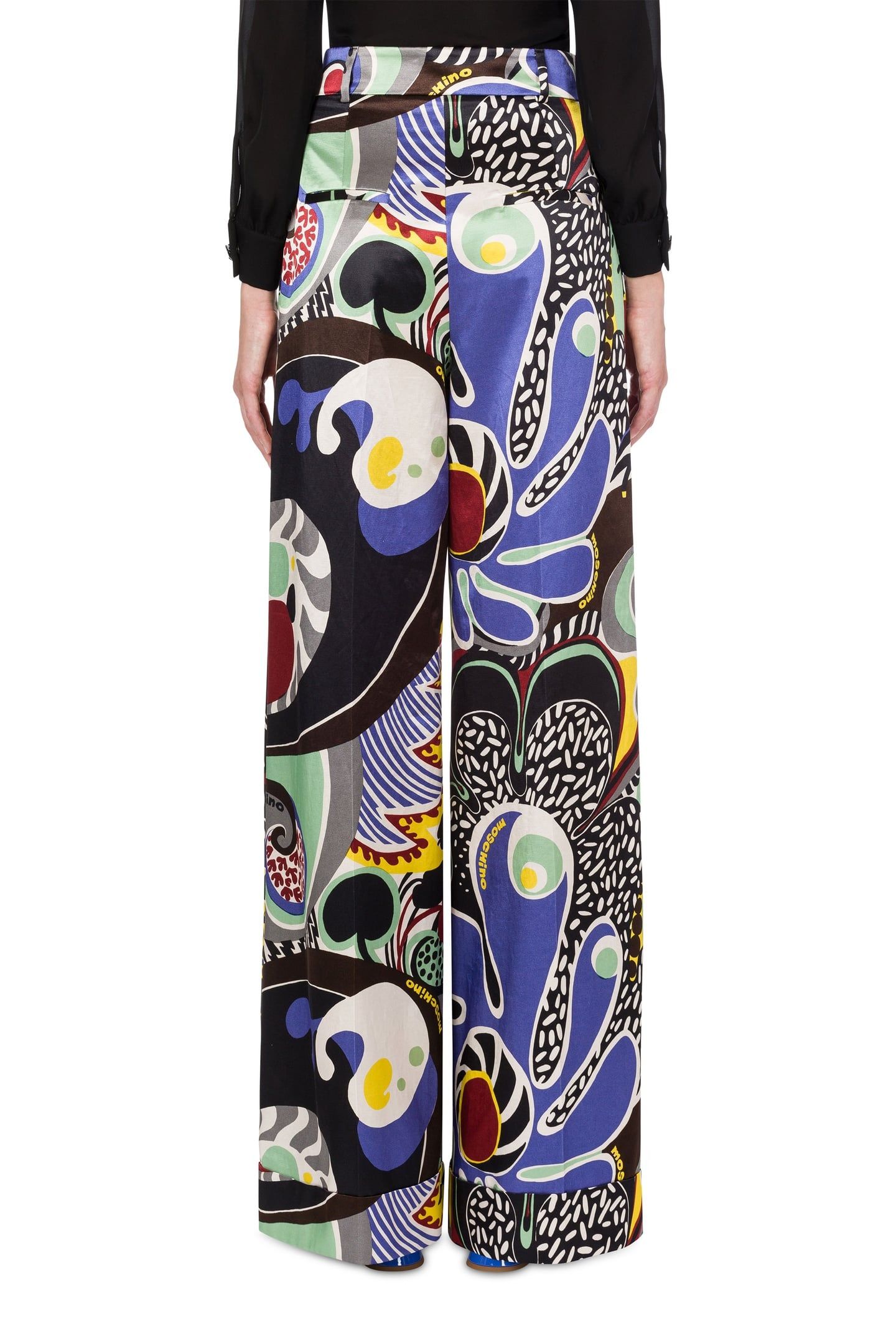 PSYCHEDELIC PRINT PALAZZO TROUSERS BLACK 2