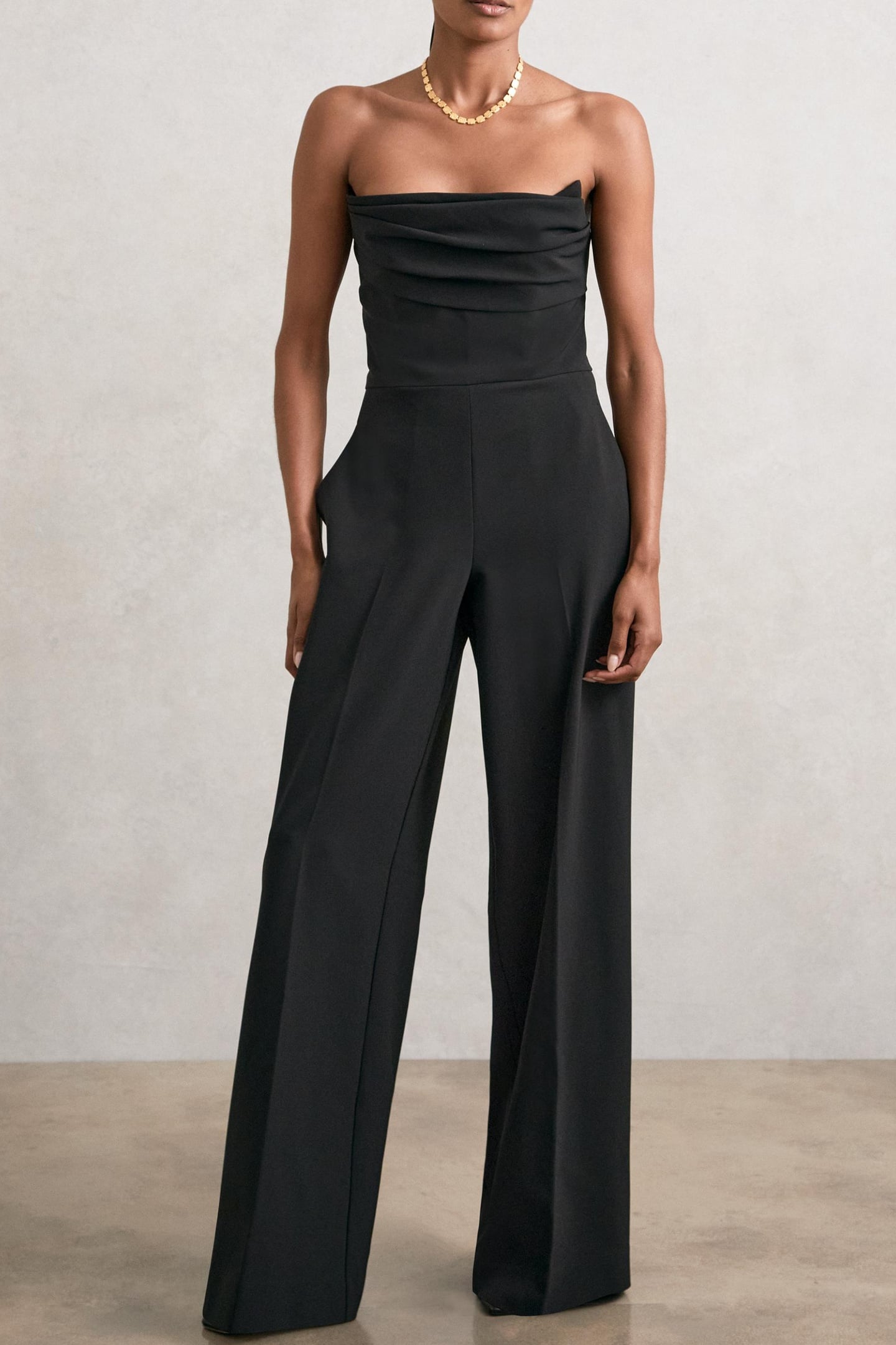 STRUCTURED BANDEAU JUMPSUIT BLACK 2