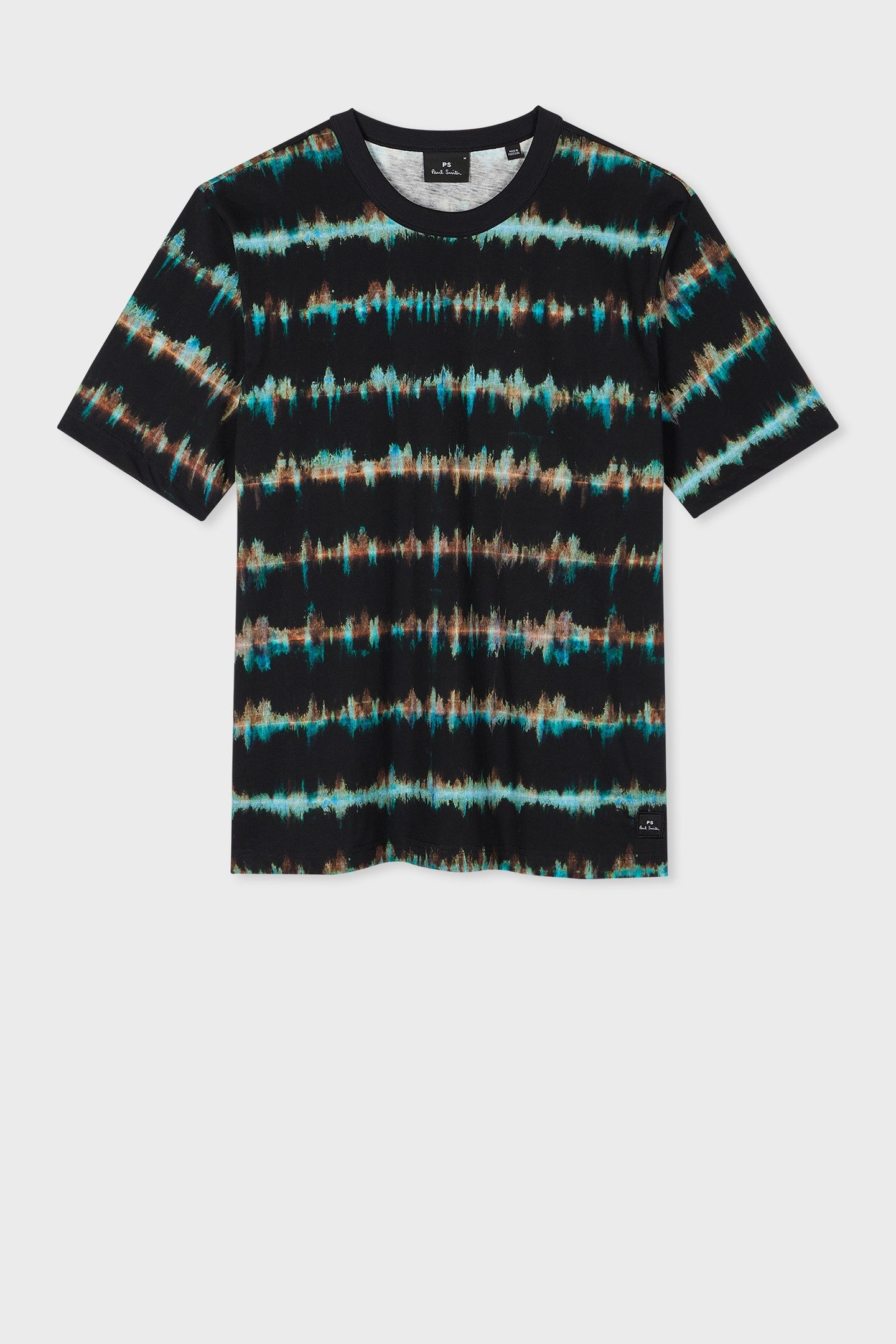 MENS REG FIT SS T SHIRT SHIBORI STRIPE BLACK 4