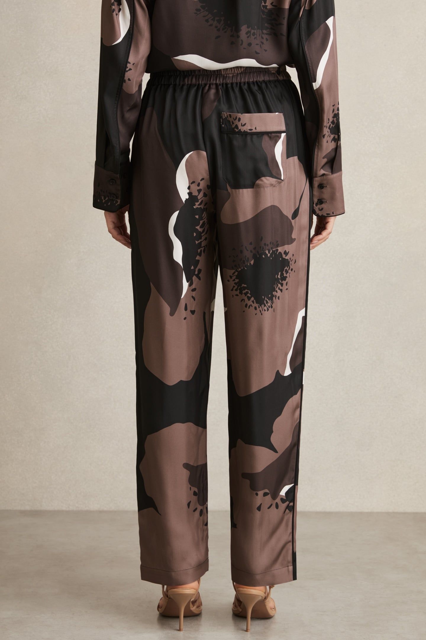 PRINTED WIDE LEG TROUSER BLACK/BROWN 4