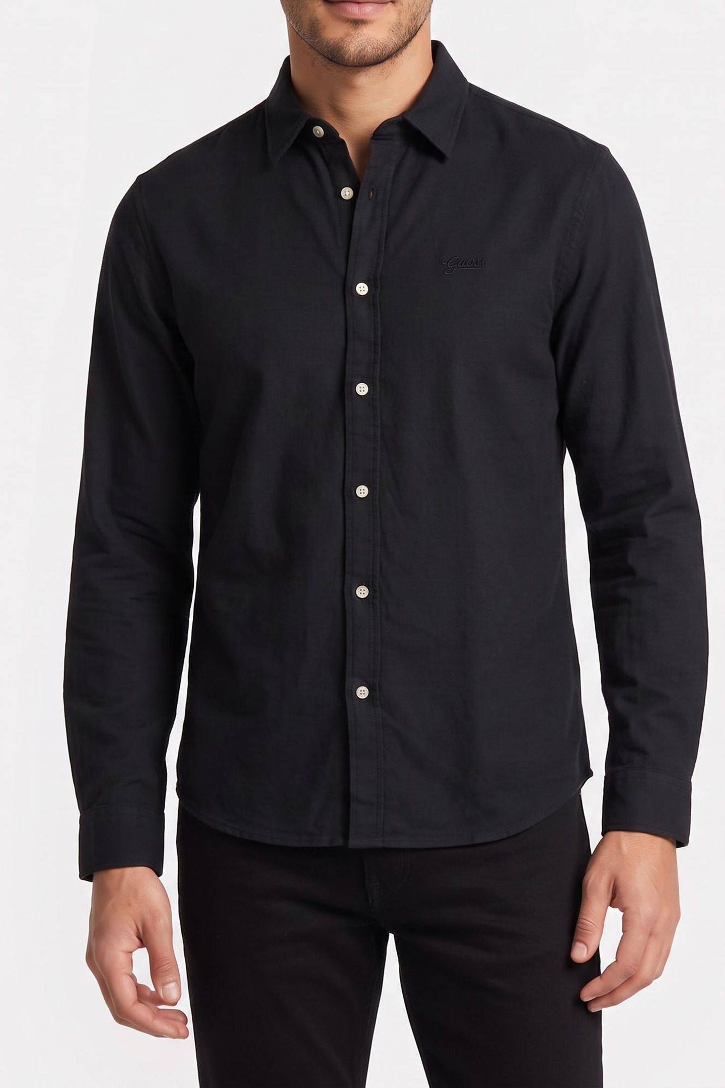 LS FLANNEL TWILL SHI JET BLACK A996 1