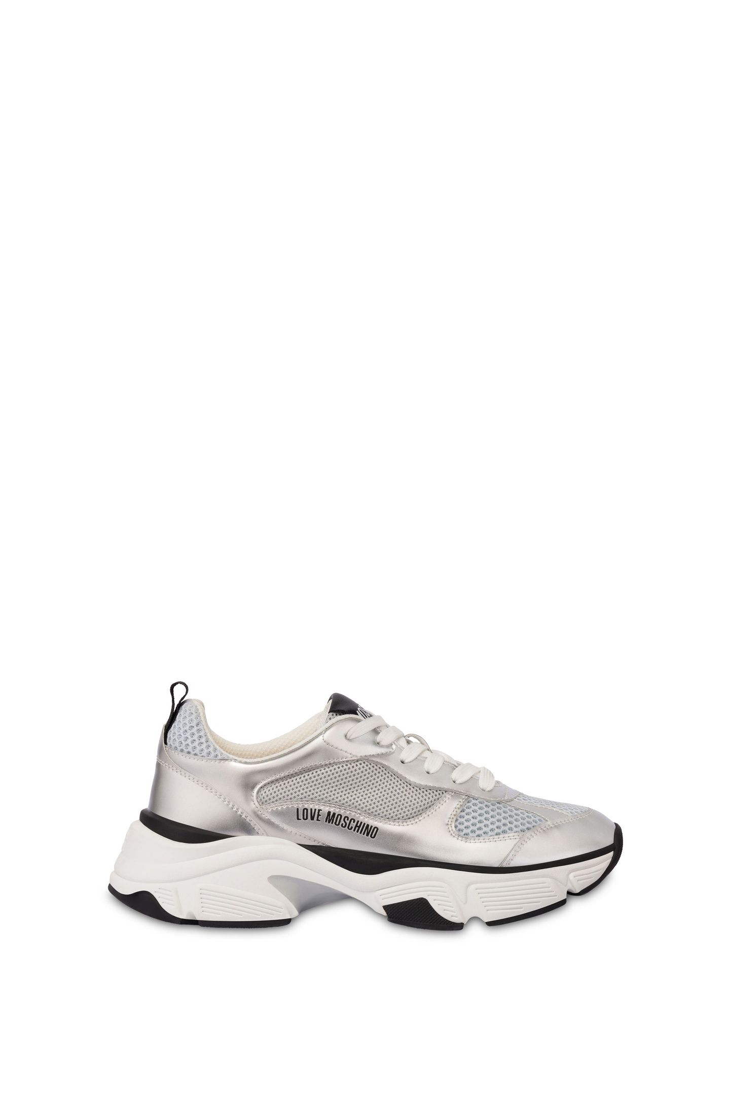 LAMINATE AND MESH SNEAKERS SILVER 1