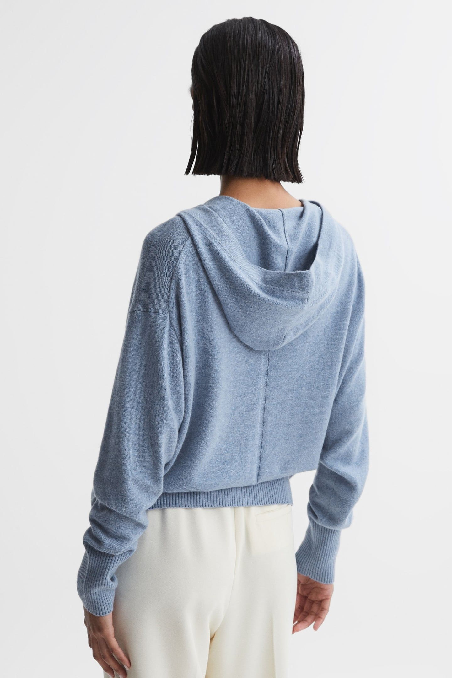 BUTTON THROUGH KNITTED HOODY INDIGO 2
