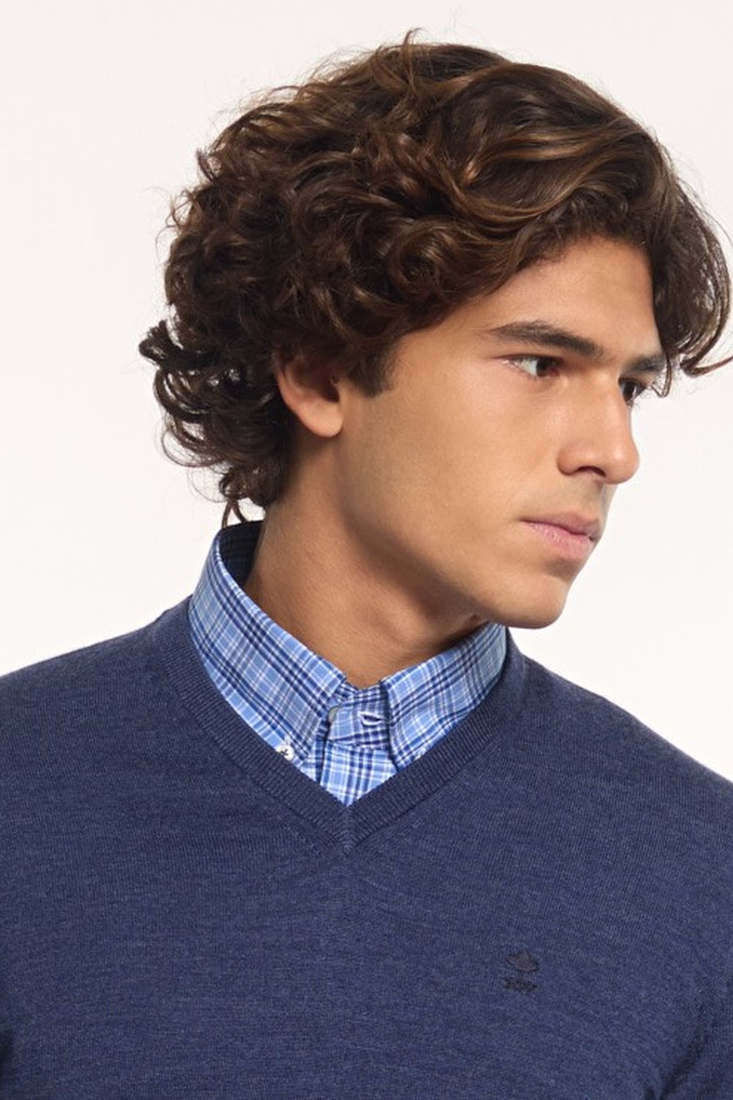 MER BSC CF V-NECK SWT BLUE 2