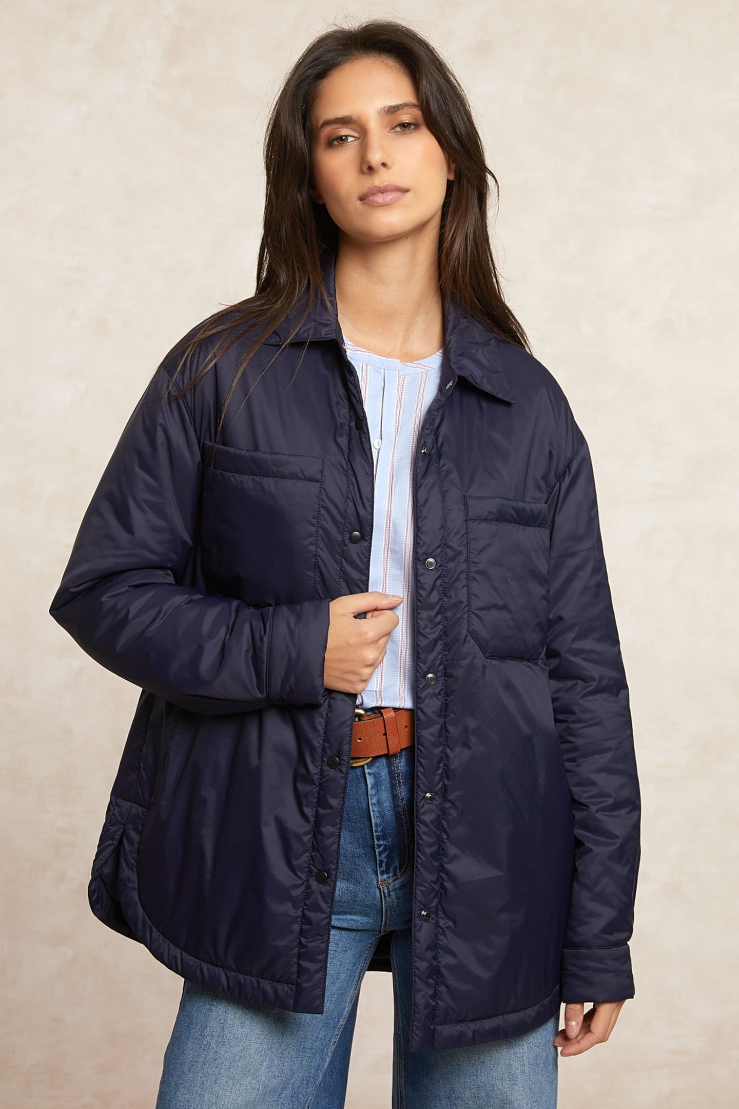 SHIRT JACKET APPLIED POCKETS NAVY BLUE 3